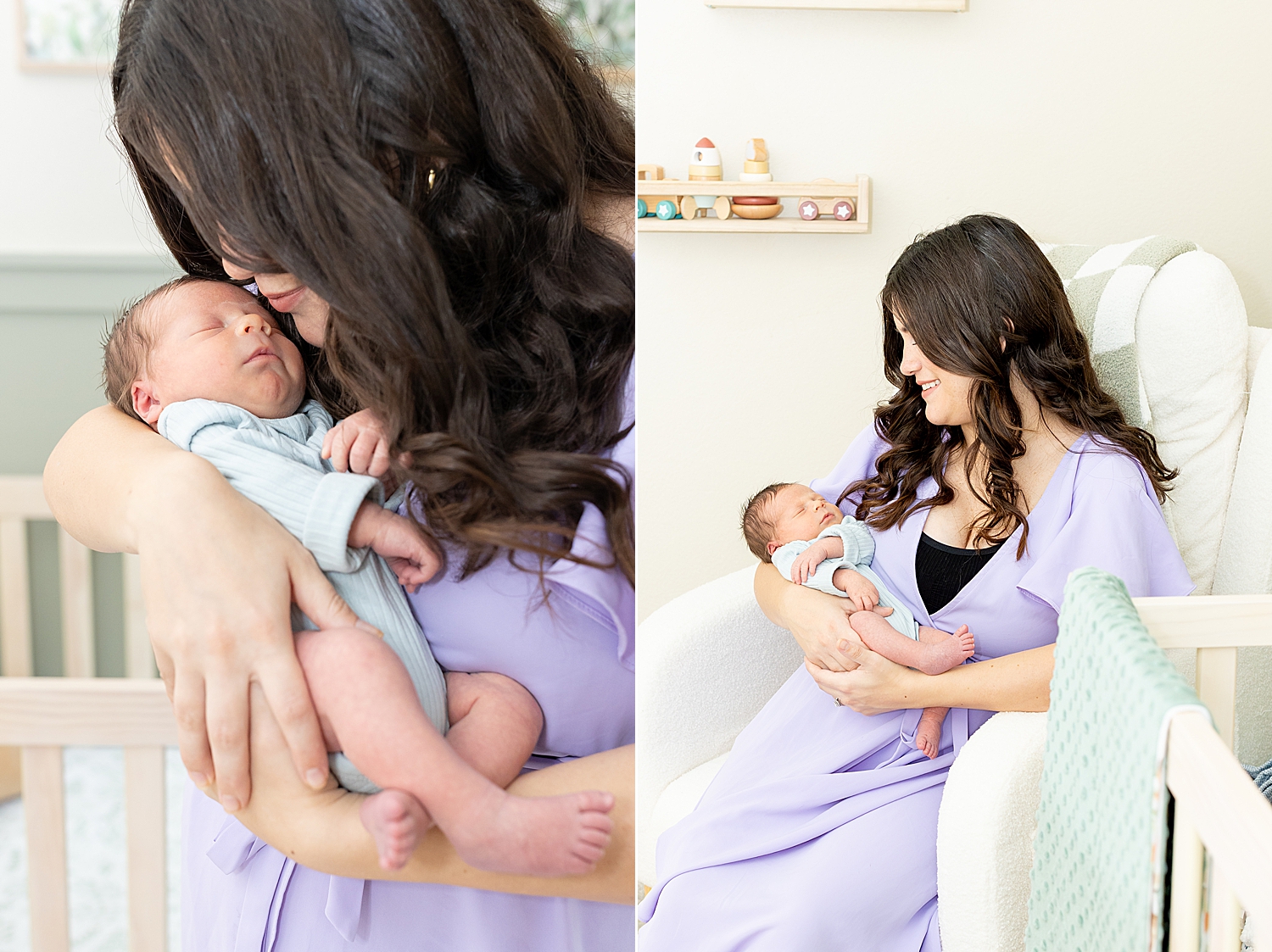 Mom snuggles newborn during Tender In-Home Newborn Session