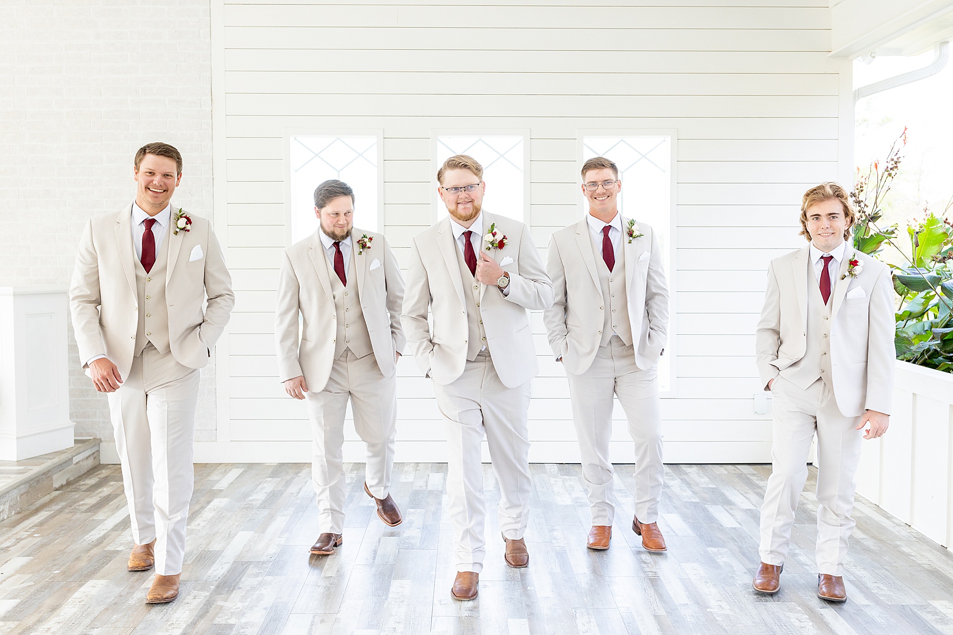 groom and groomsmen before Classic East Texas Wedding ceremony