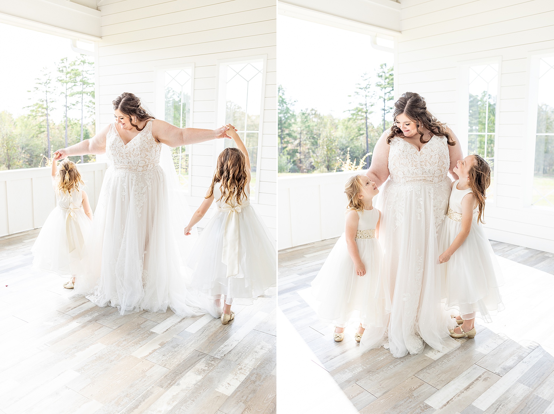 bride with flower girls 