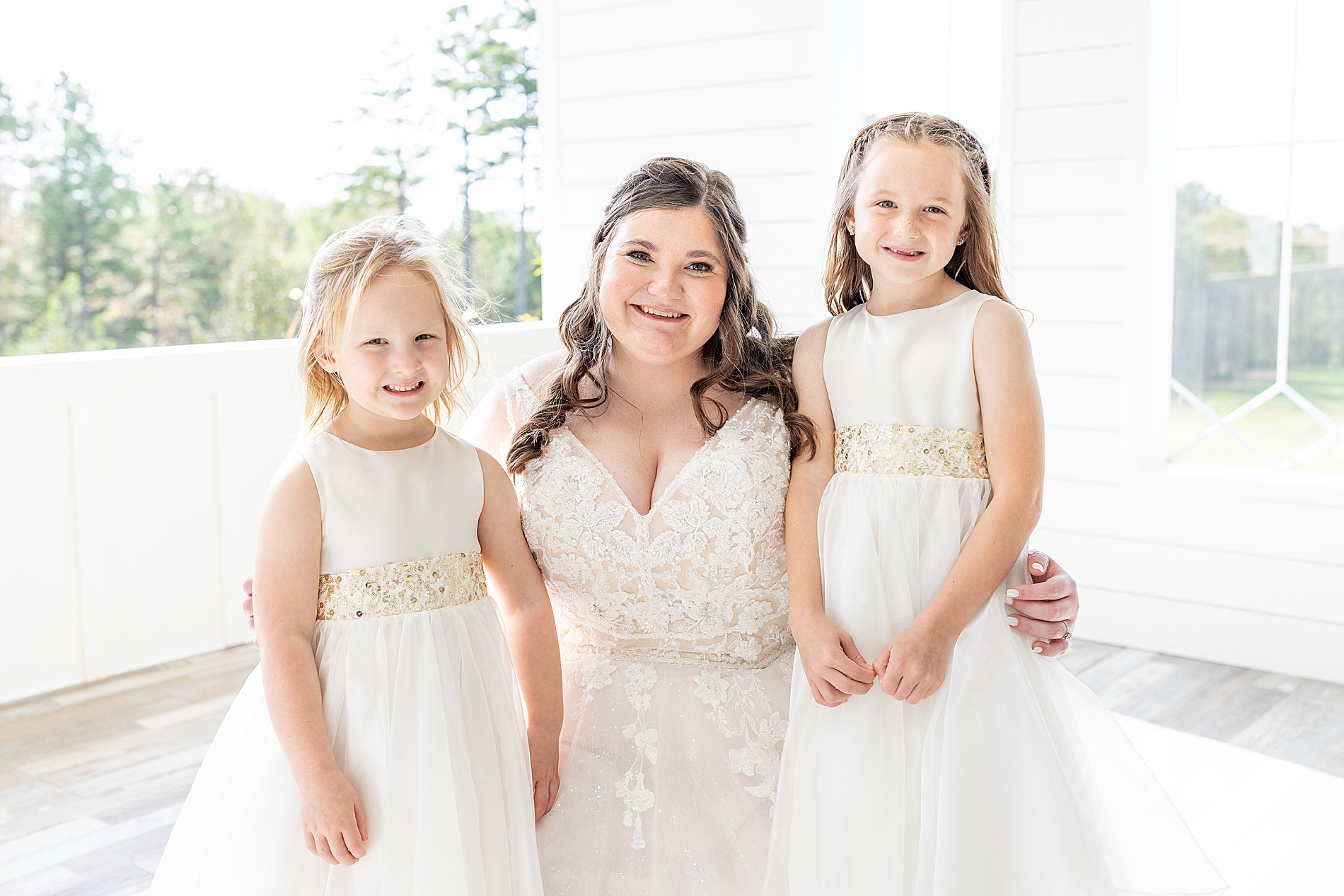 bride and flower girls before Classic East Texas Wedding 