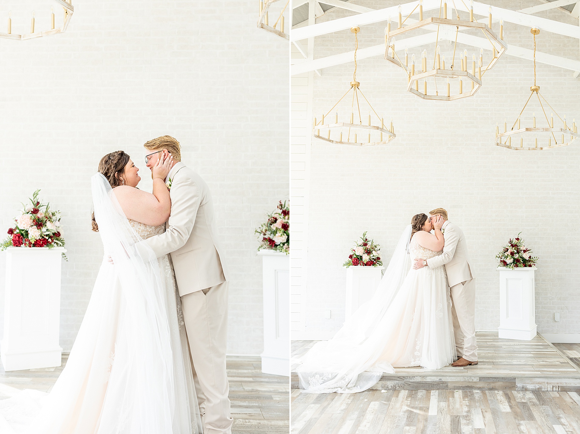 couple kiss as they are pronounced husband and wife  