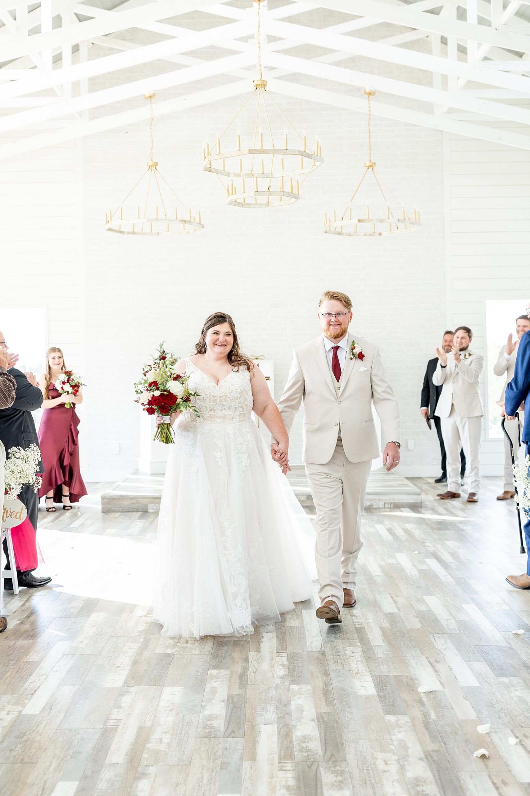 newlyweds exit wedding ceremony