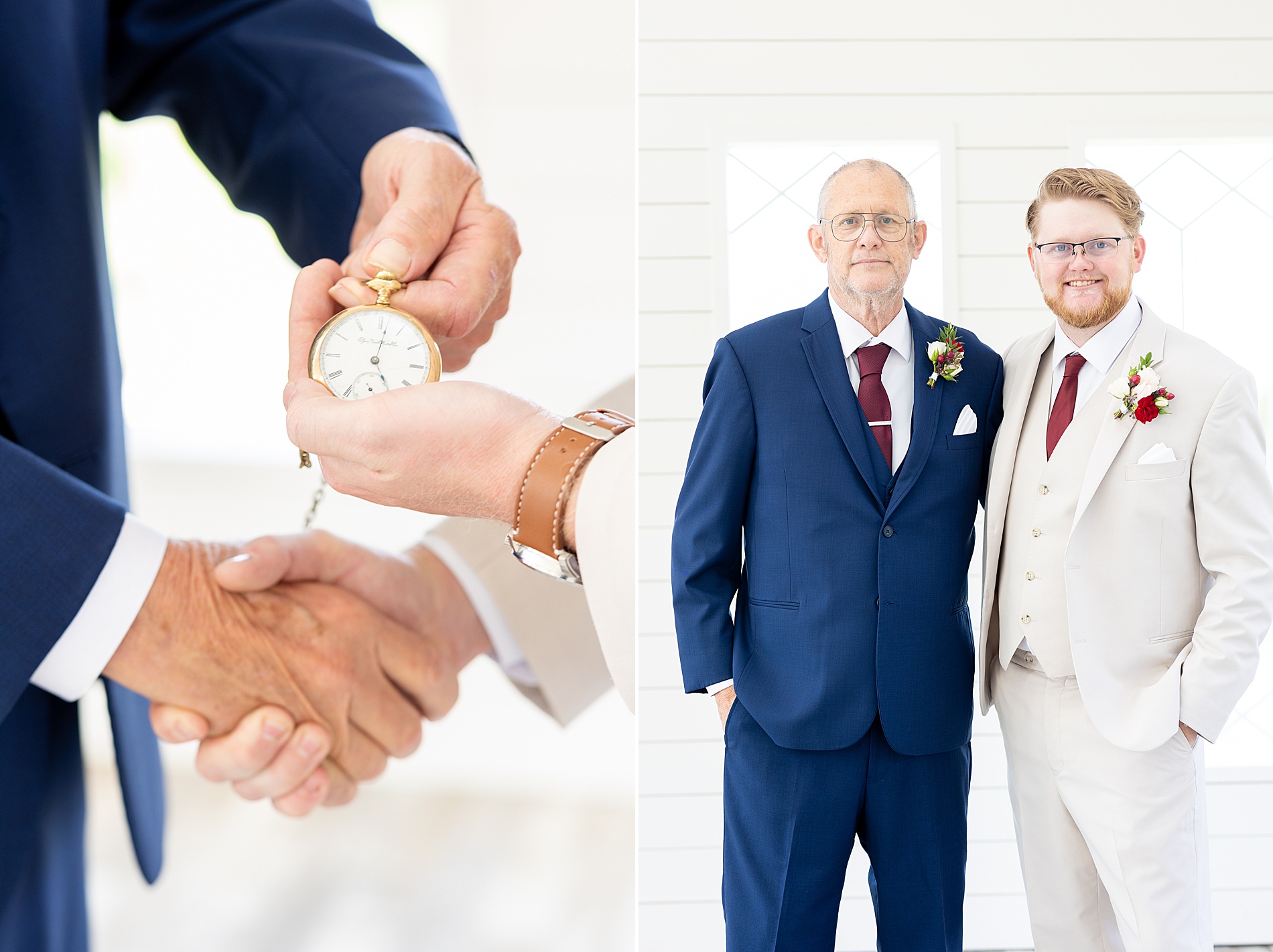 father and son exchanging gifts