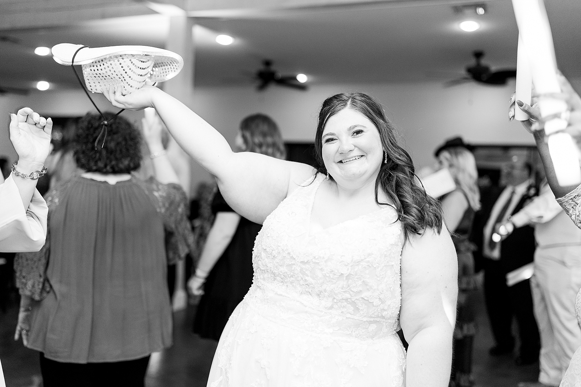 bride at wedding reception