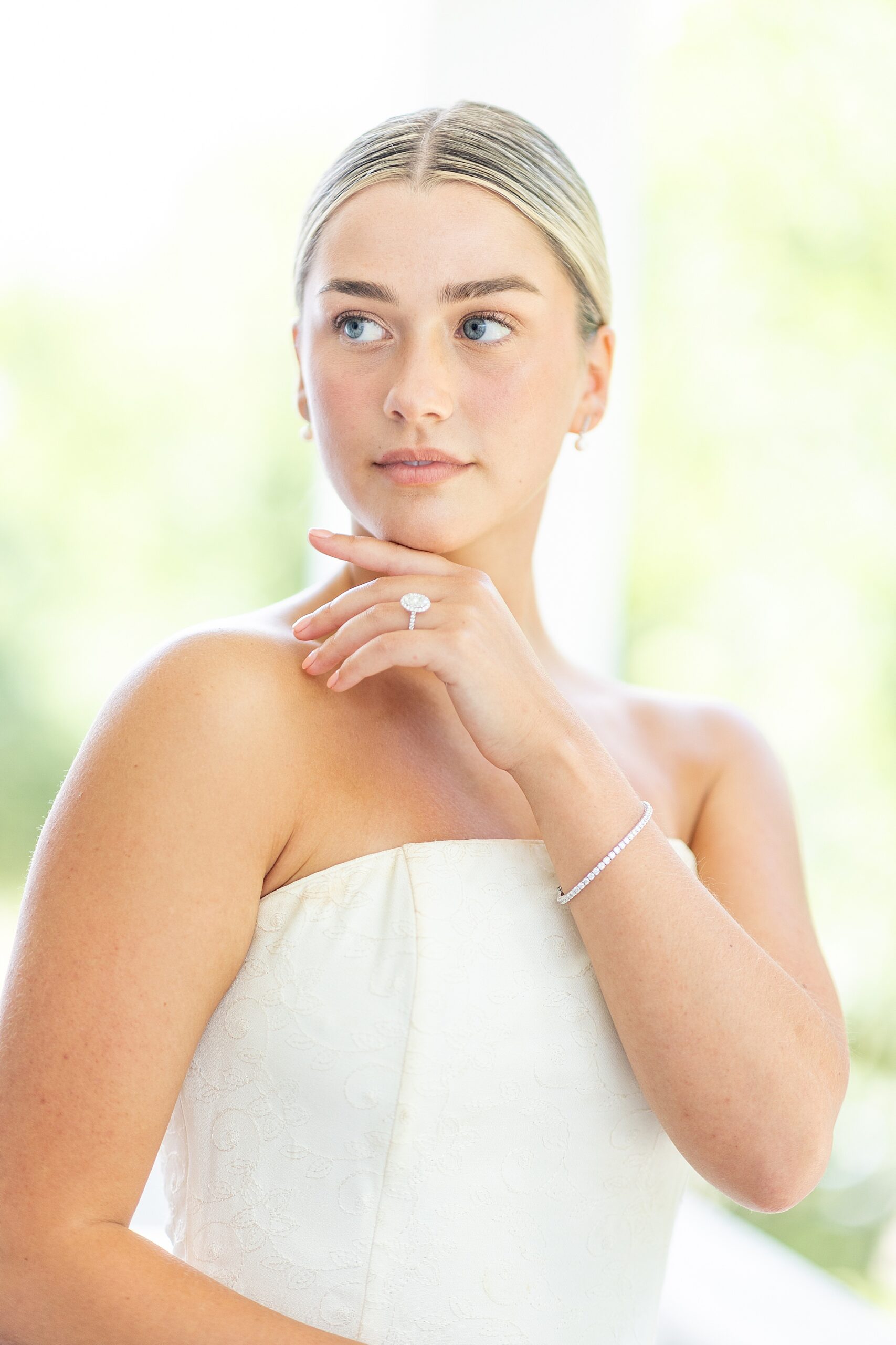 bride in strapless gown from Charleston Styled Shoot