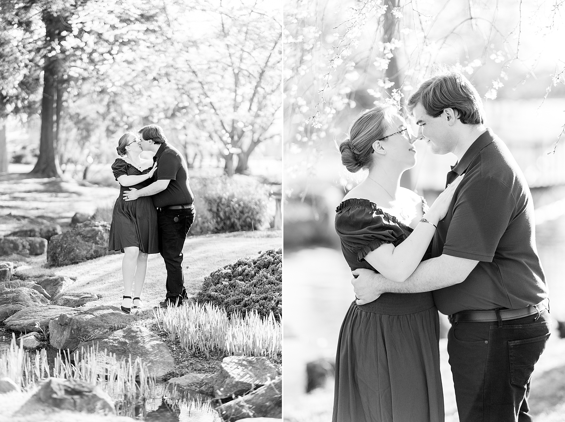 black and white photos from Furman University Engagement Session