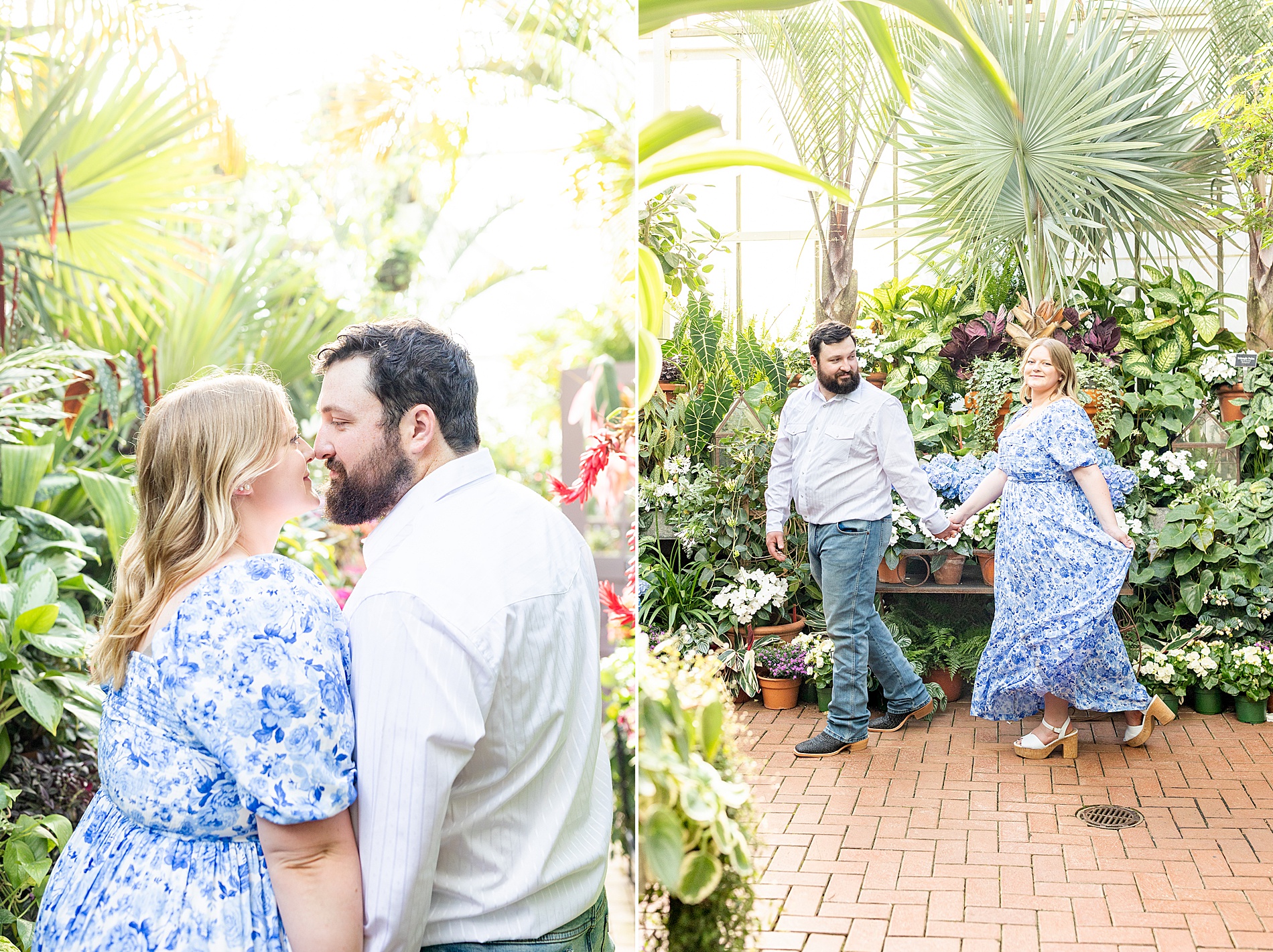 spring engagement at greenhouse