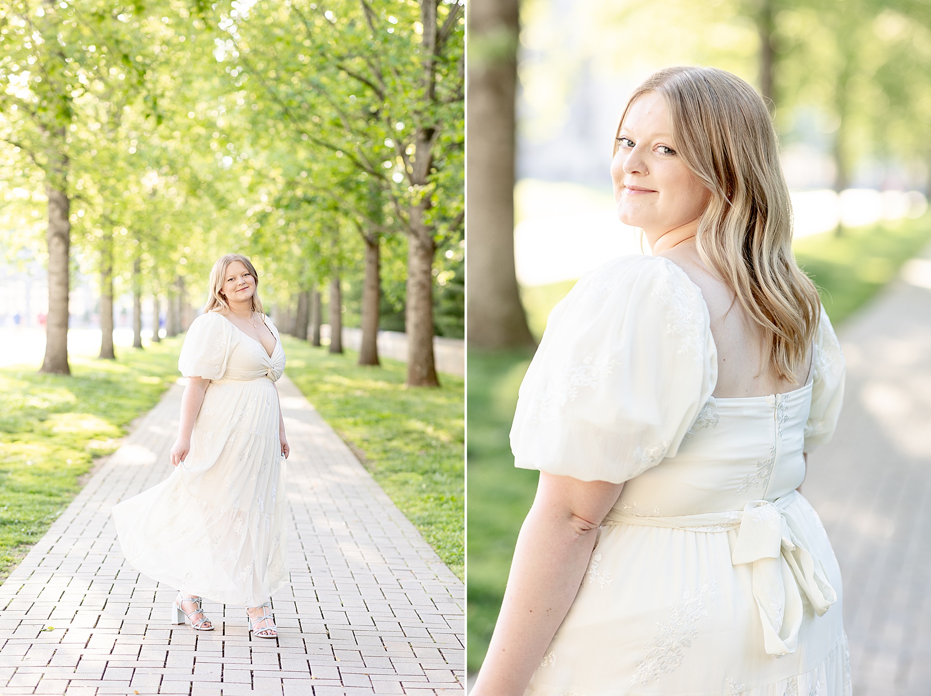 woman in cream dress