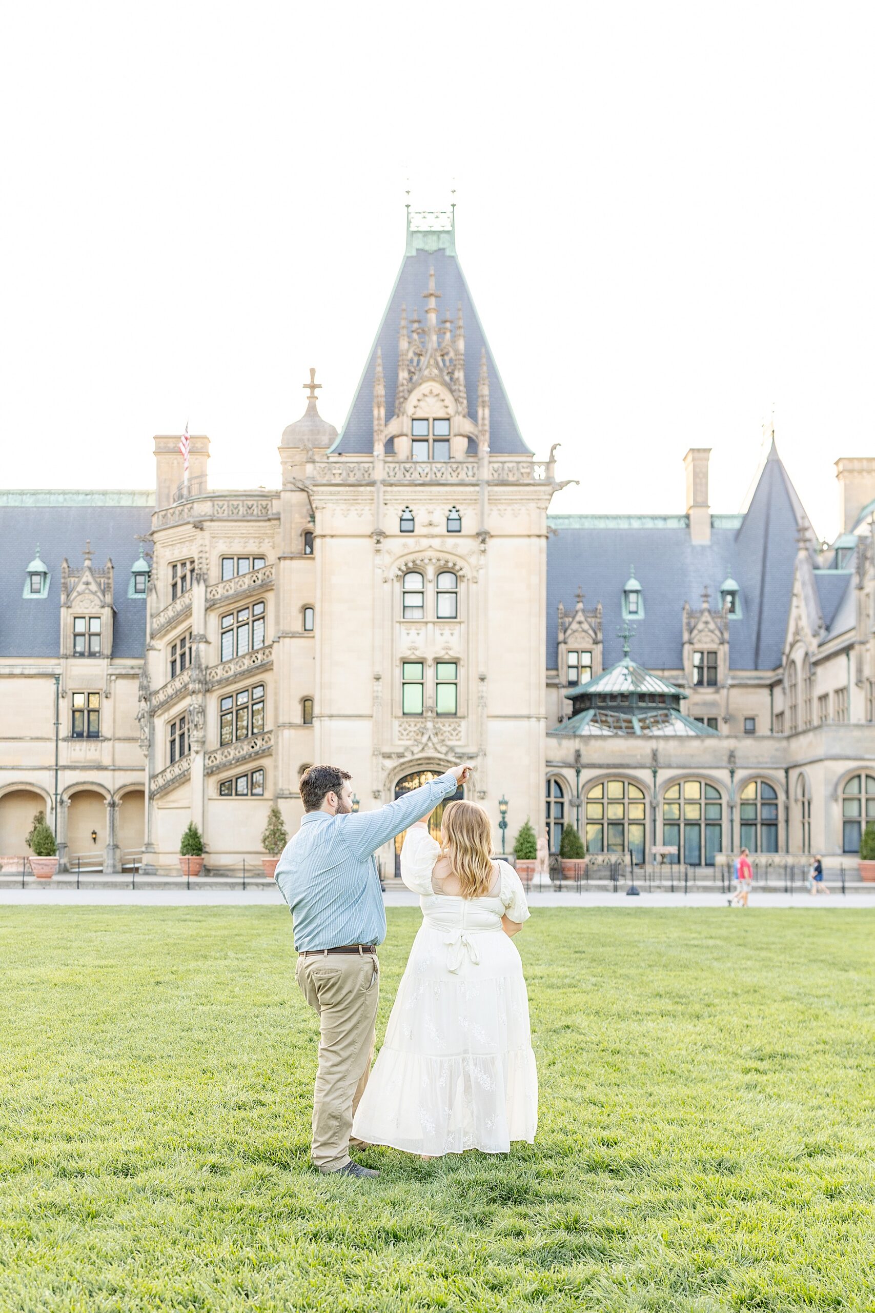 couple dance on lawn of estate in NC