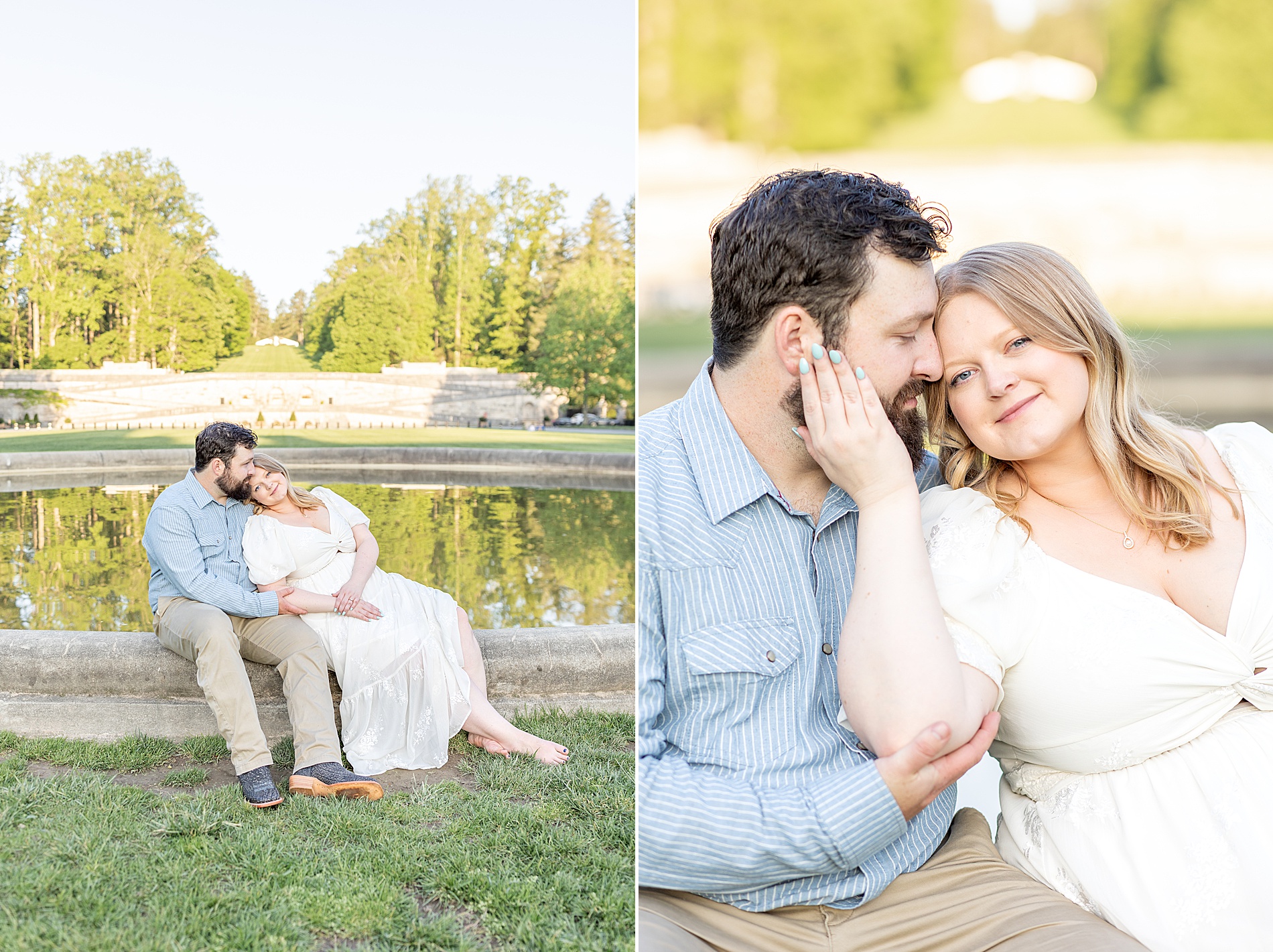 couple by the fountain at Biltmore Estate