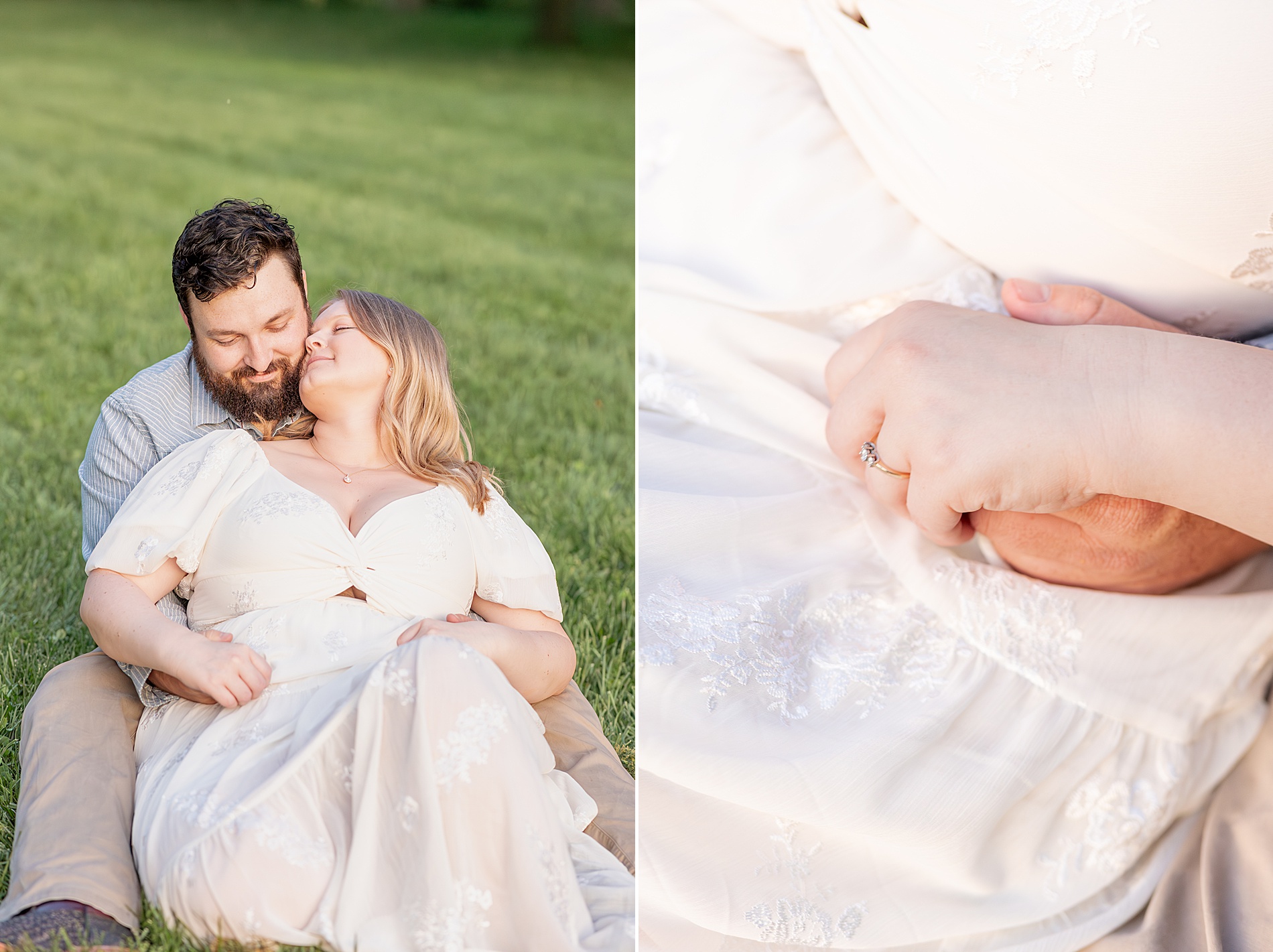 couple sit together in the lawn