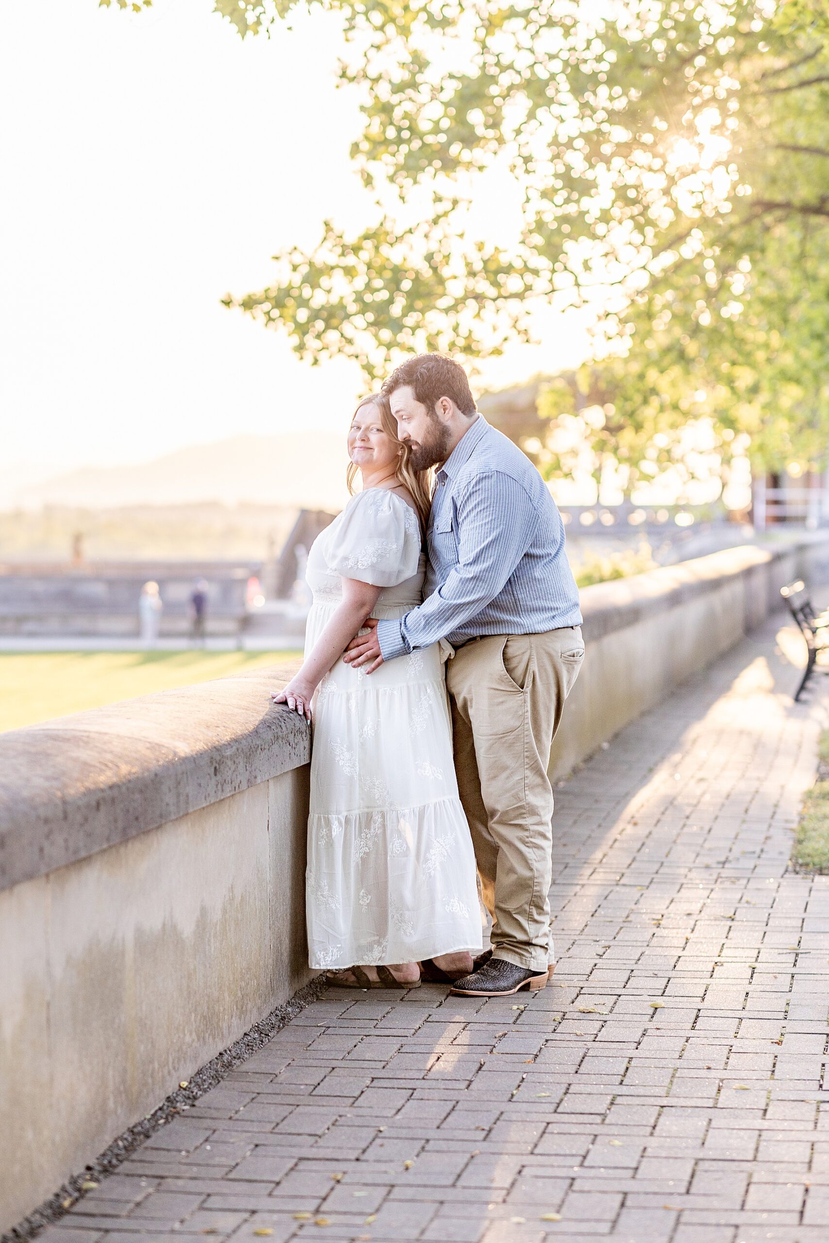 sunset engagement photo at spring