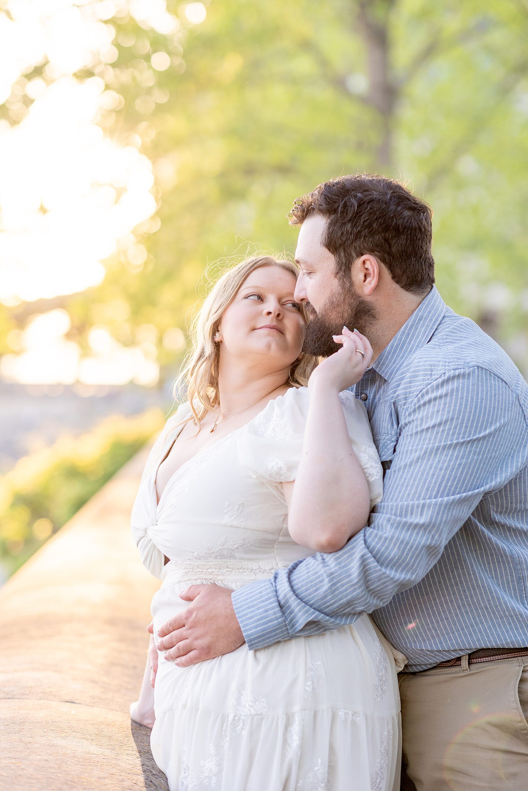 couple look out over balcony