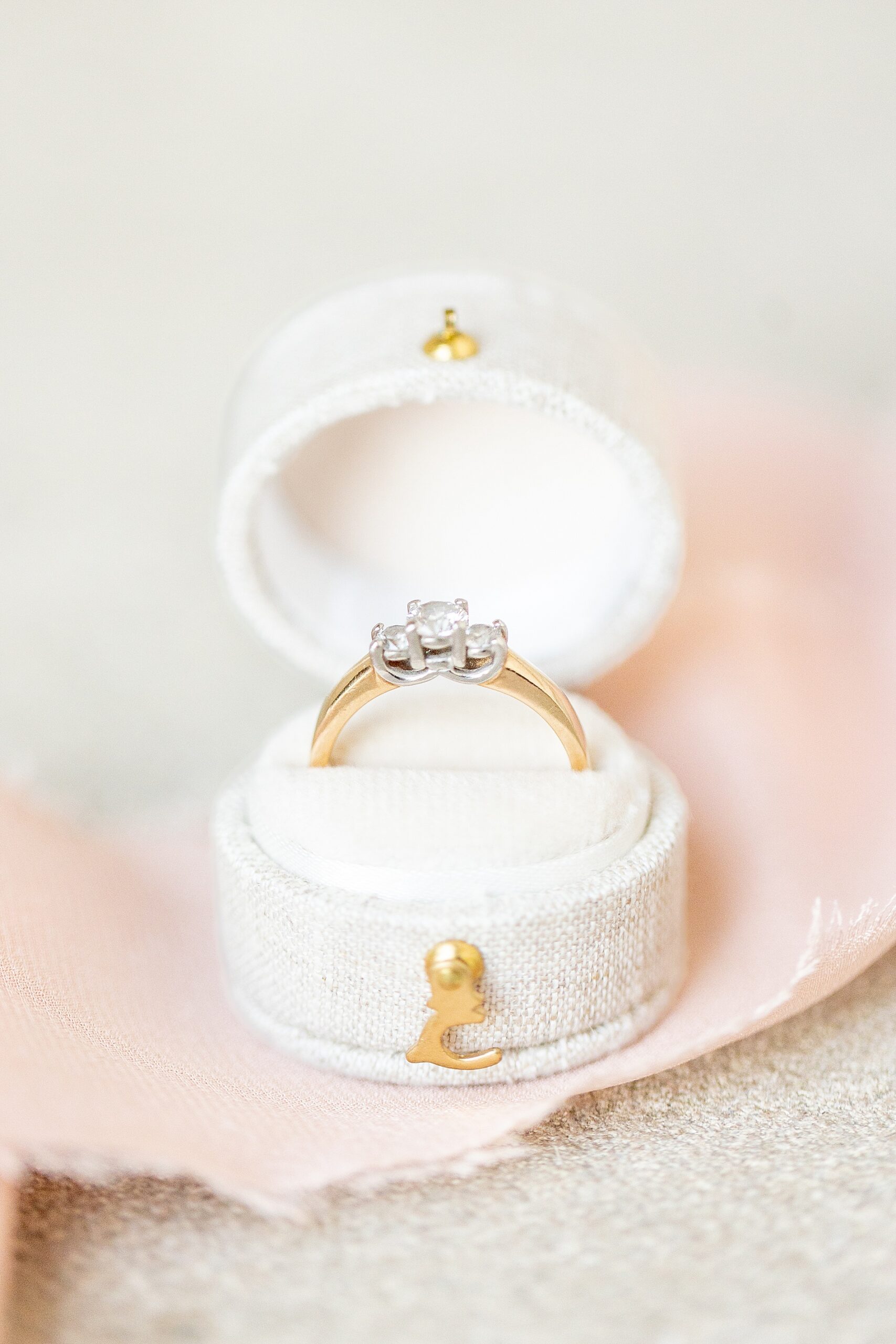 wedding ring in white ring box