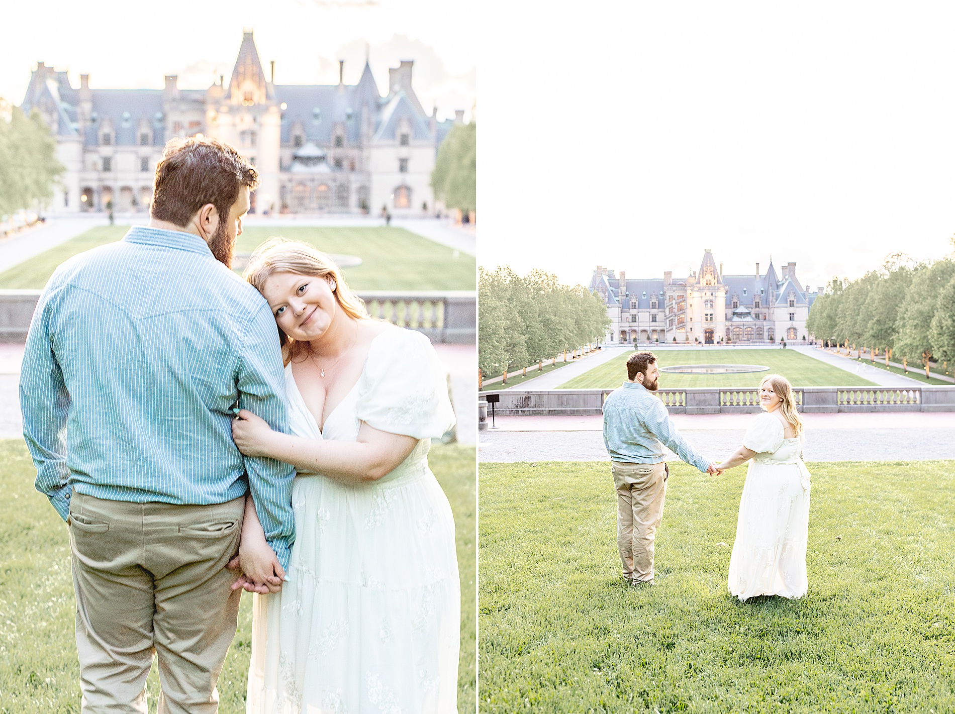 woman leans head on man at Biltmore Estate