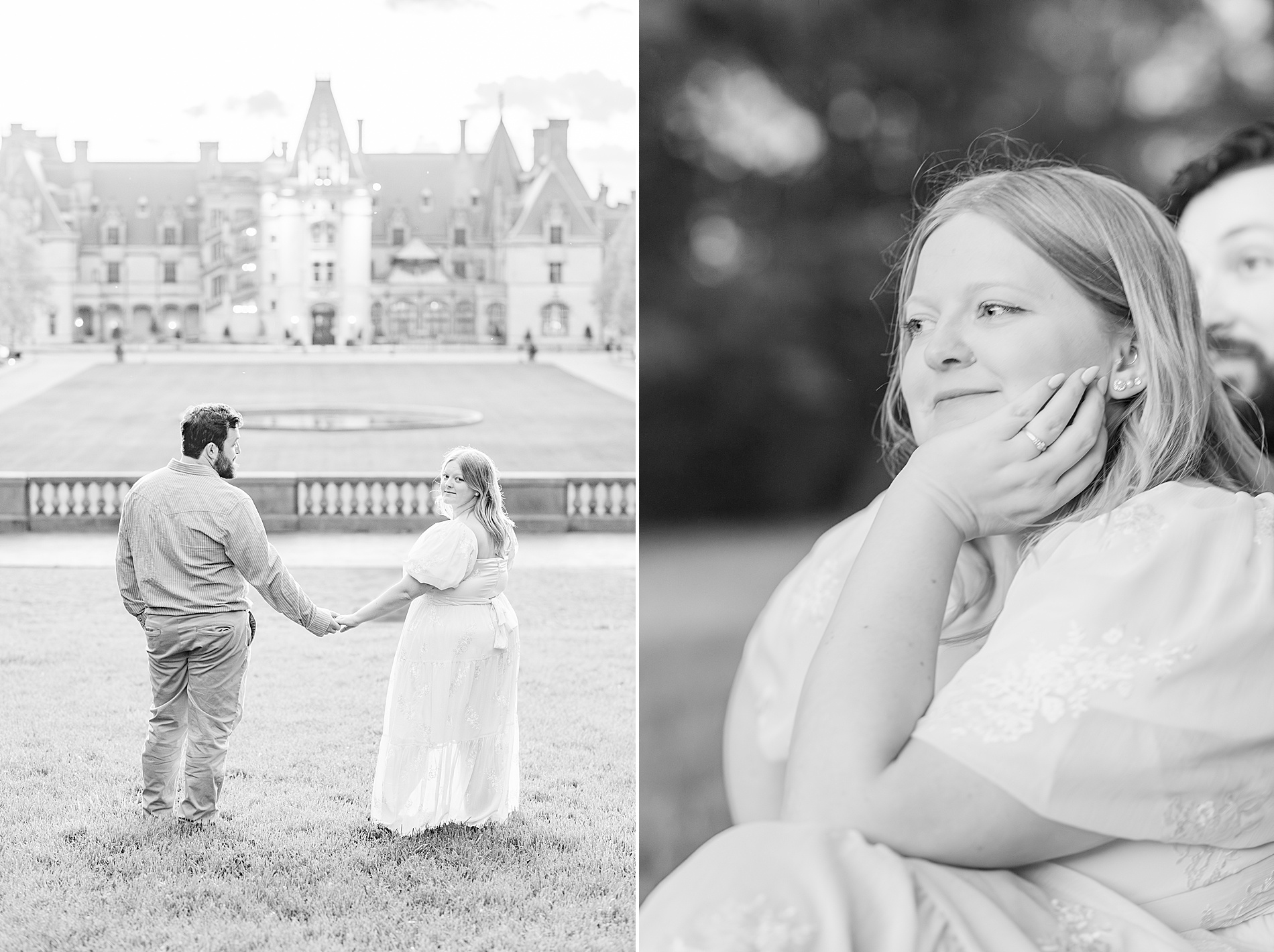engaged couple outside of Biltmore Estate
