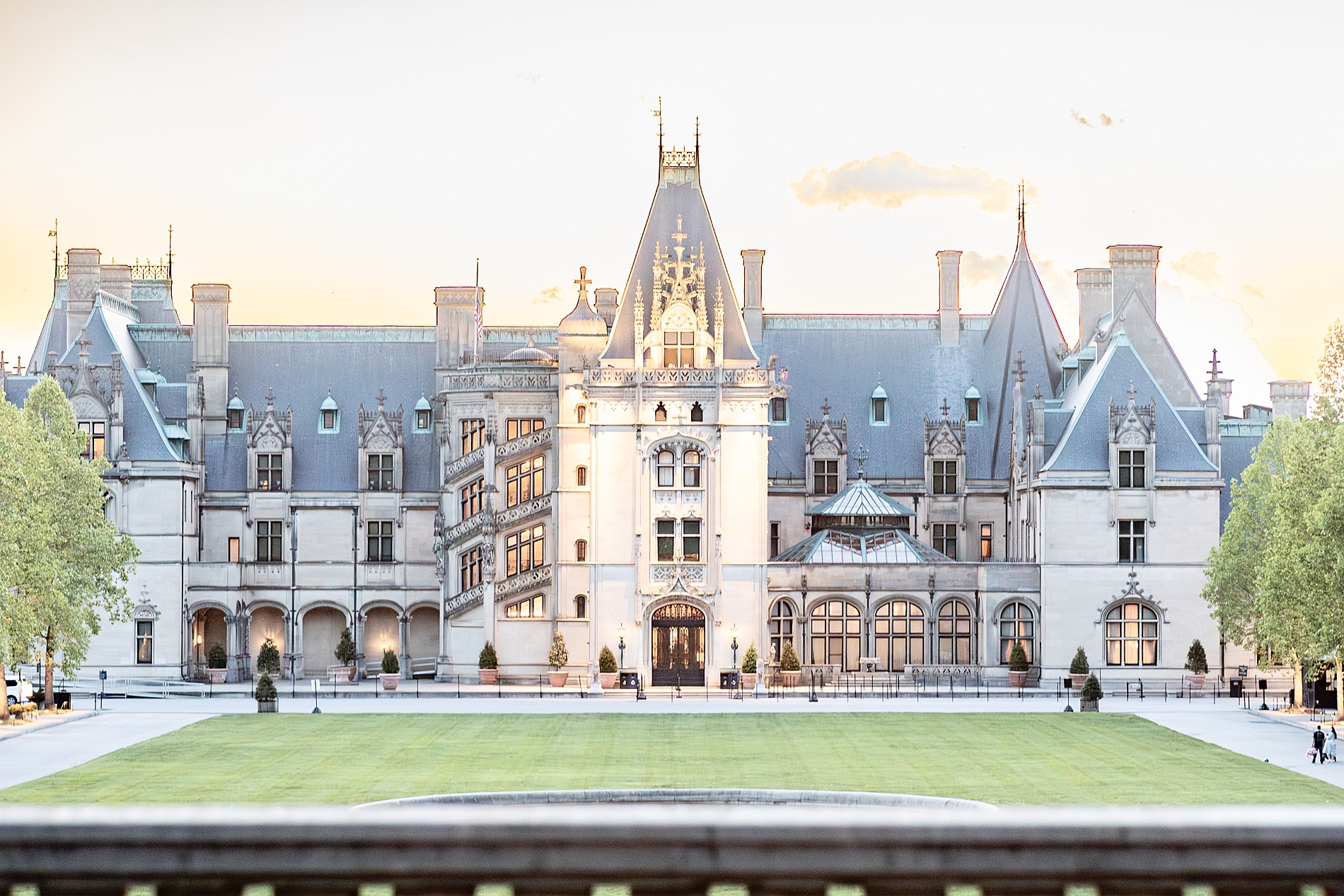 Biltmore Estate in Asheville, NC at sunset