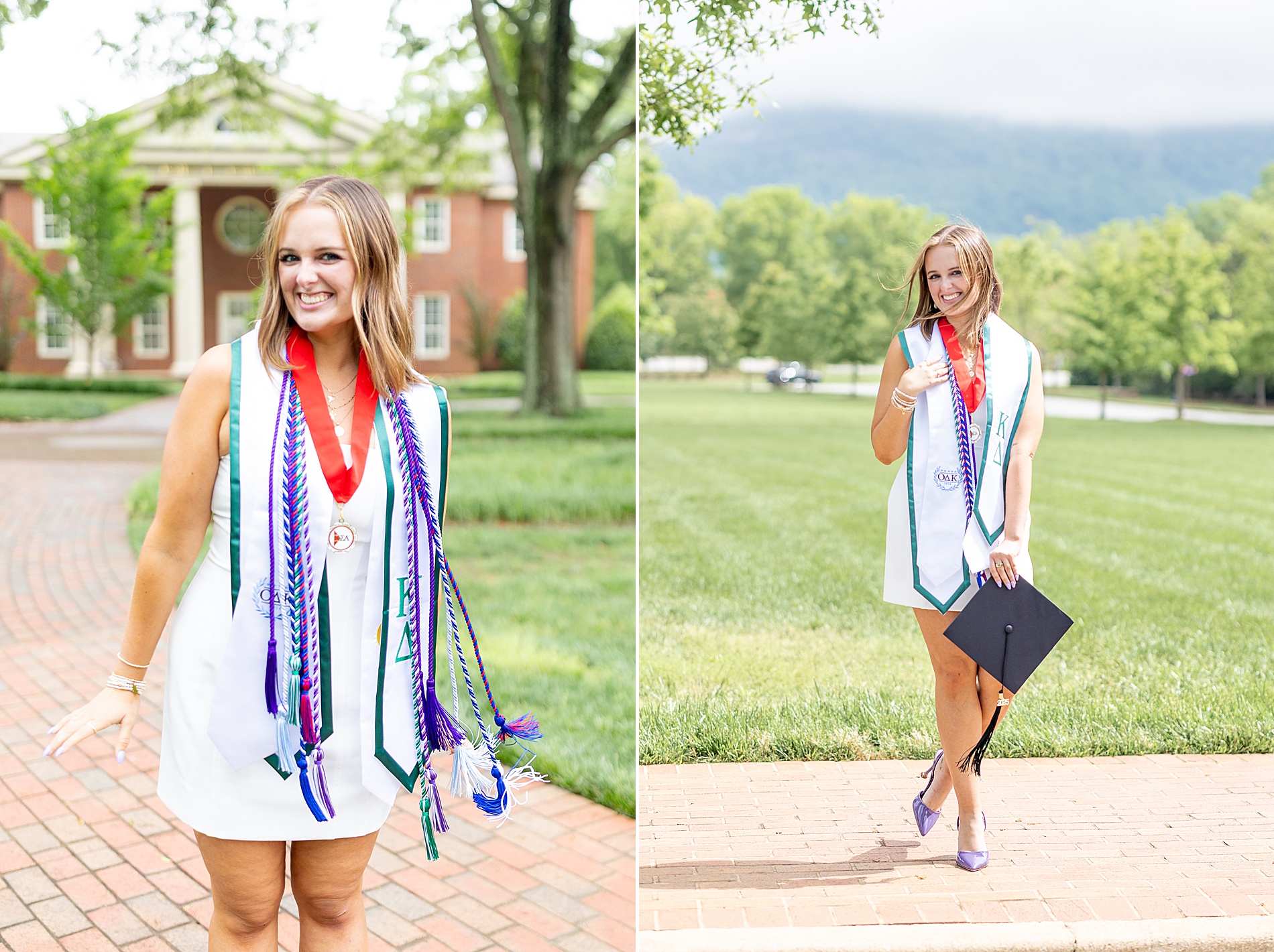 candid spring senior portraits of college graduate