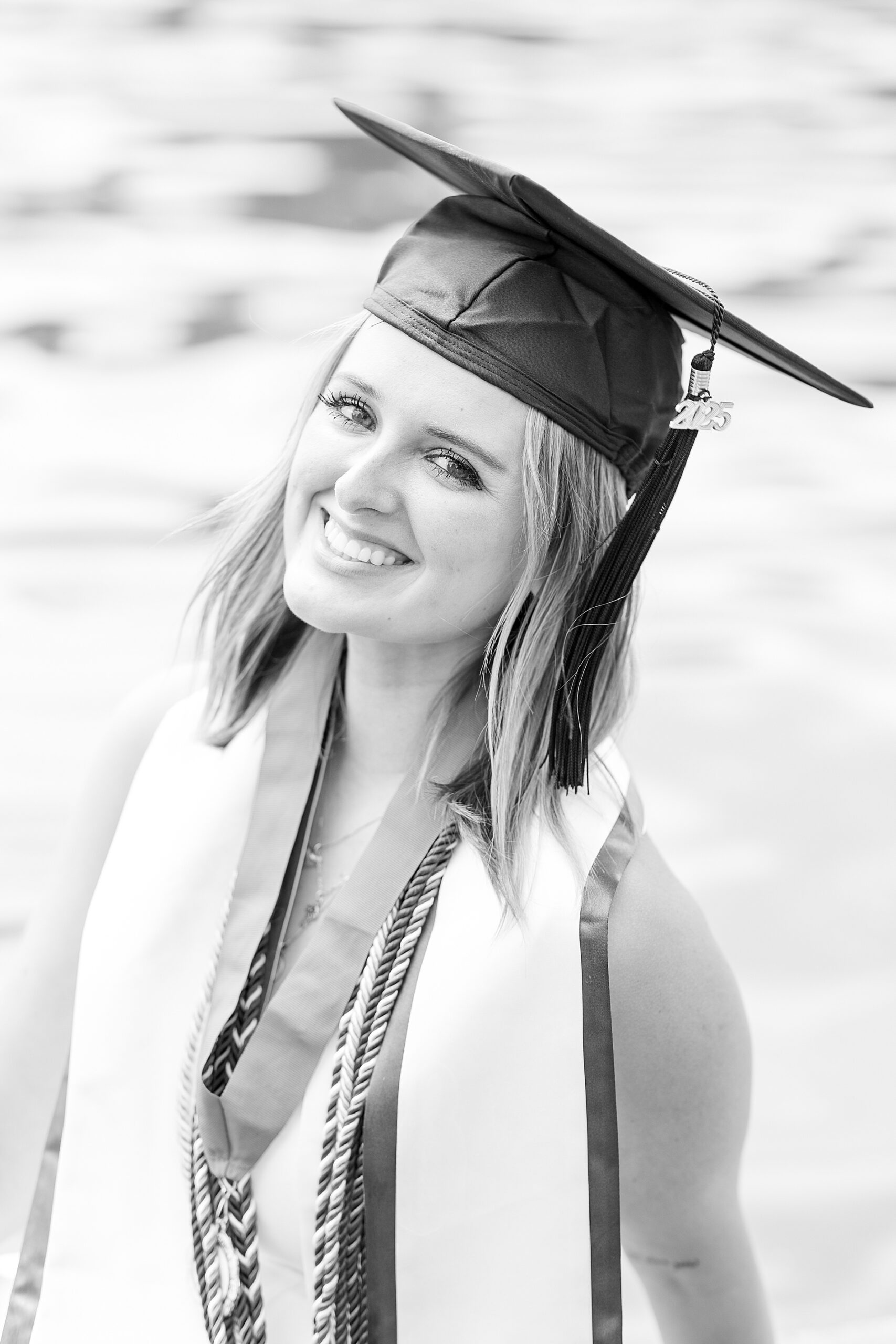 classic black and white portraits of senior in Greenville SC