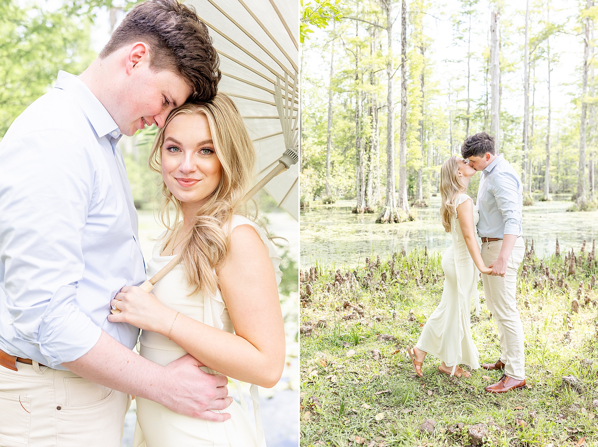 Romantic Charleston engagement in Cypress Gardens