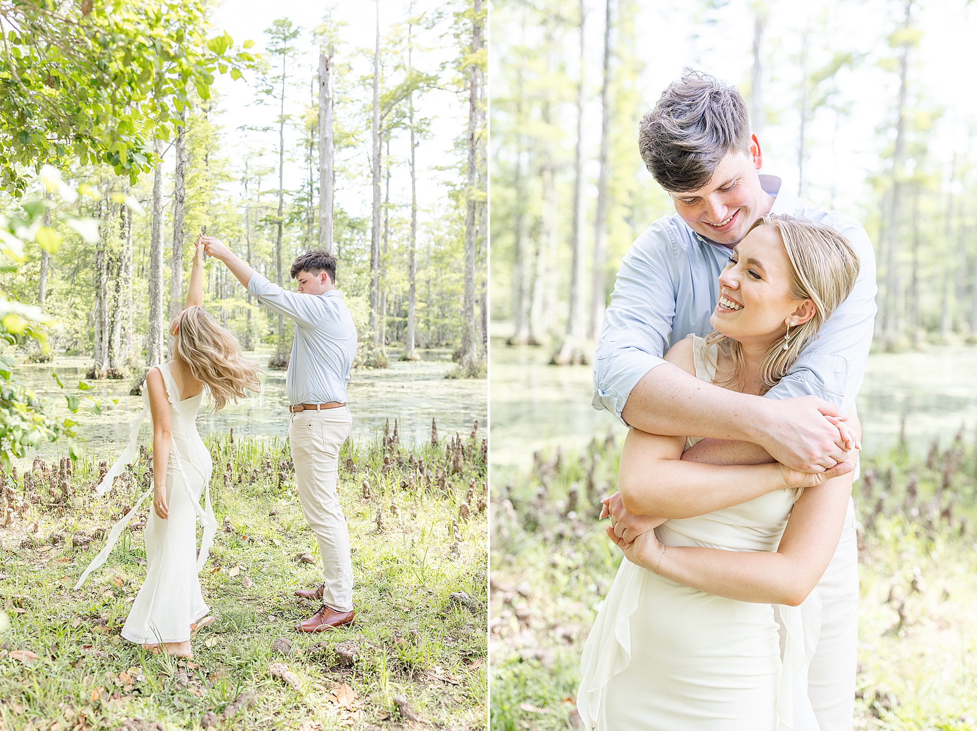 Romantic Charleston engagement at Cypress Gardens