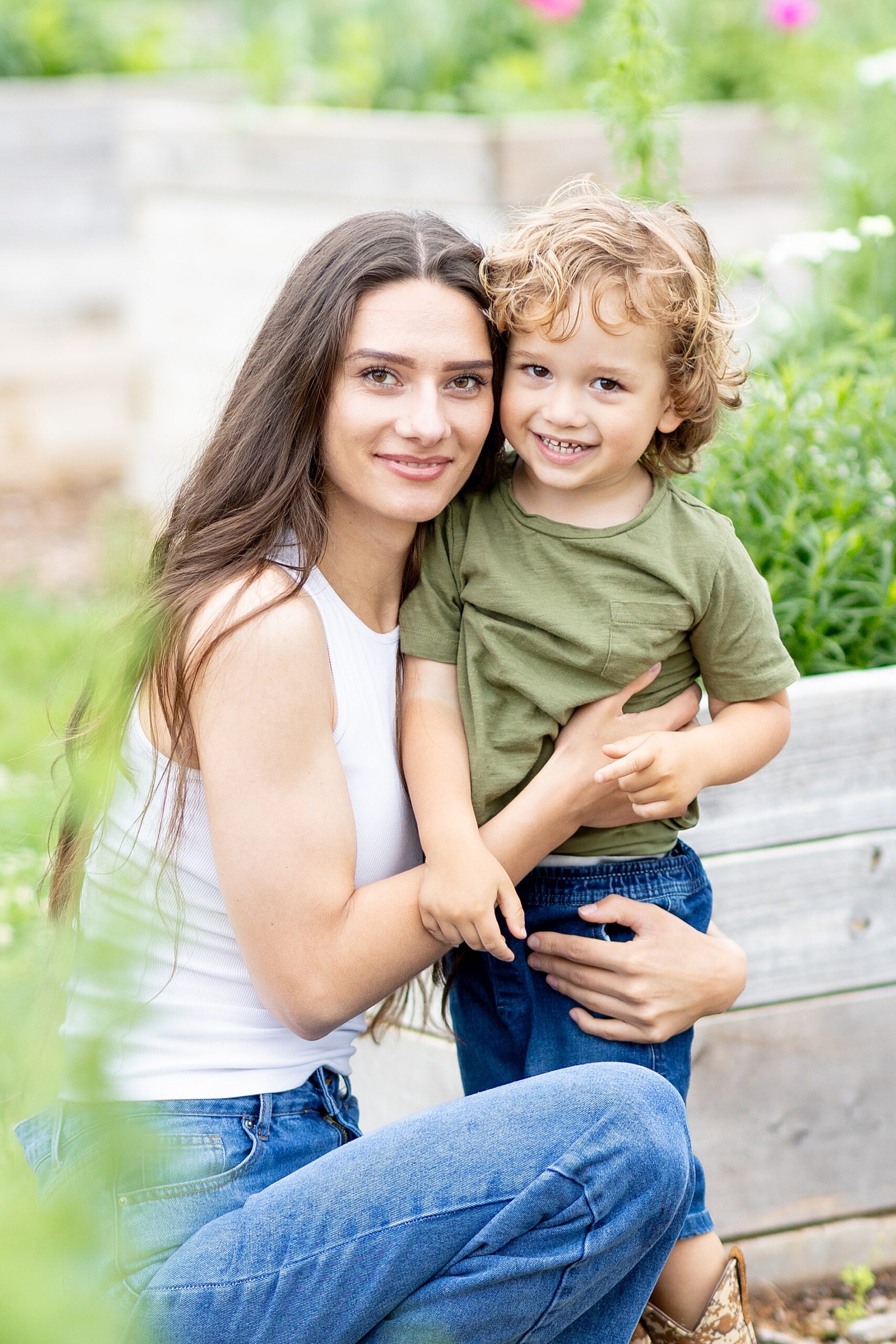 family portraits of mother and son