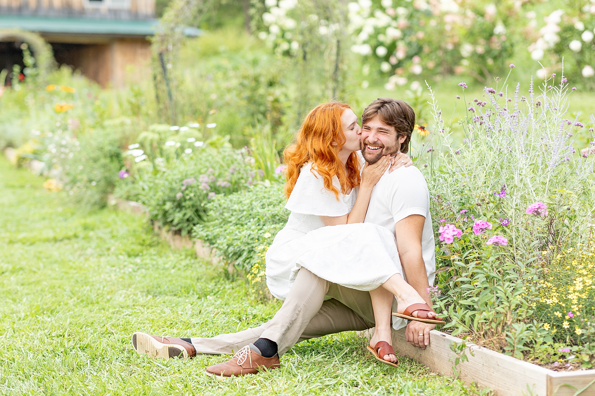 woman kisses her husband's cheek