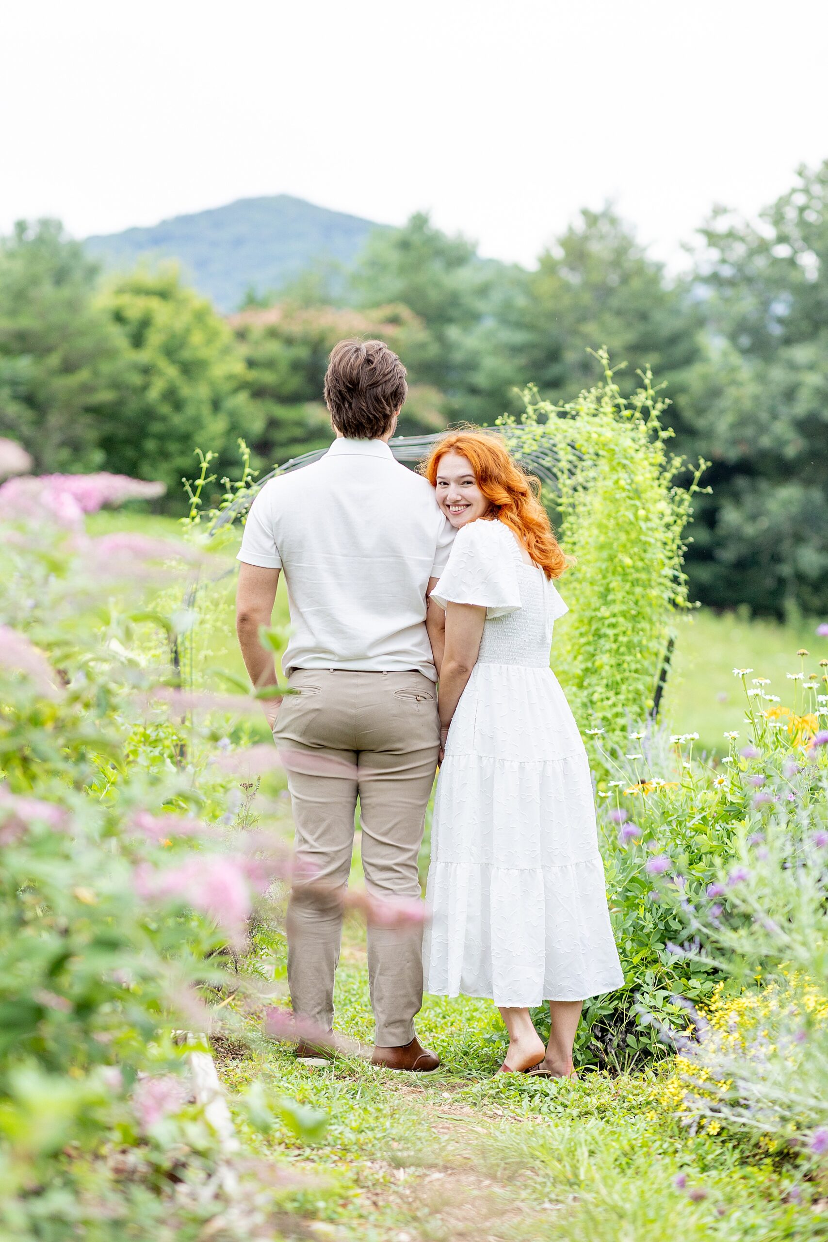 couple portraits in Asheville, NC at The Never Ending Flower Farm | Asheville, NC Wedding Photographer