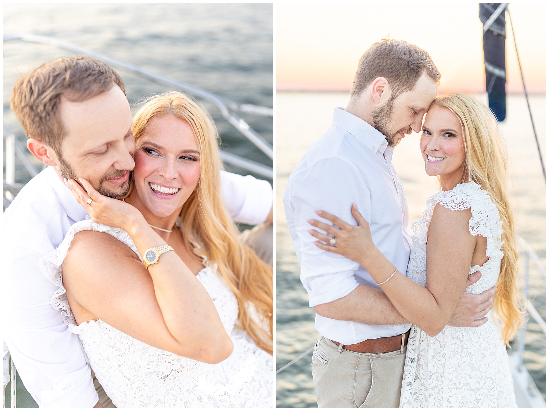 romantic wedding portraits on sailboat 
