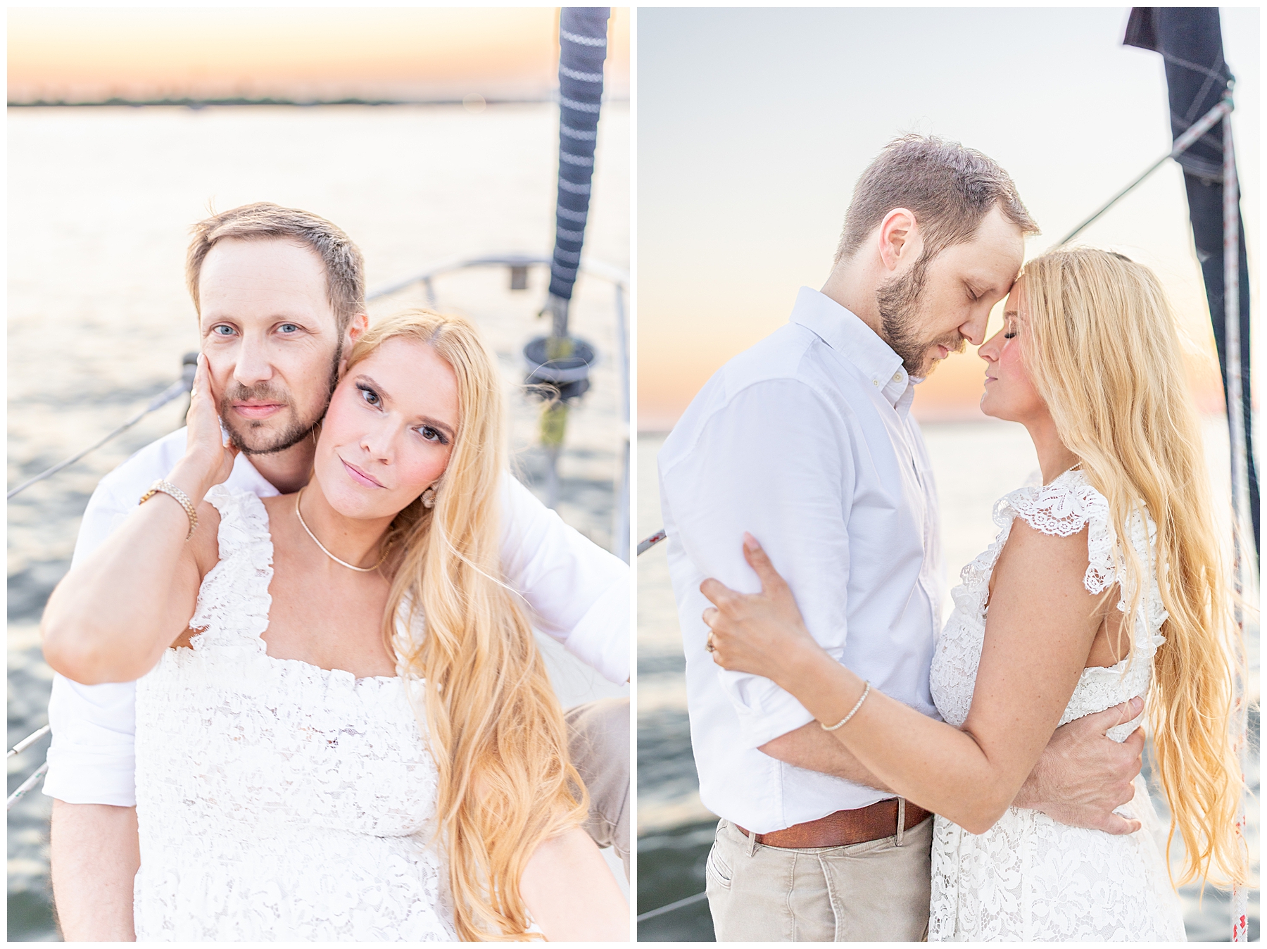 romantic sunset newlywed photos at Charleston Harbor 