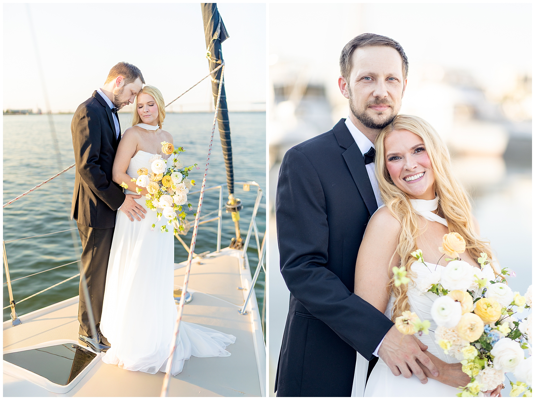 Romantic wedding portraits at Charleston Harbor shared by Charleston wedding Photographer
