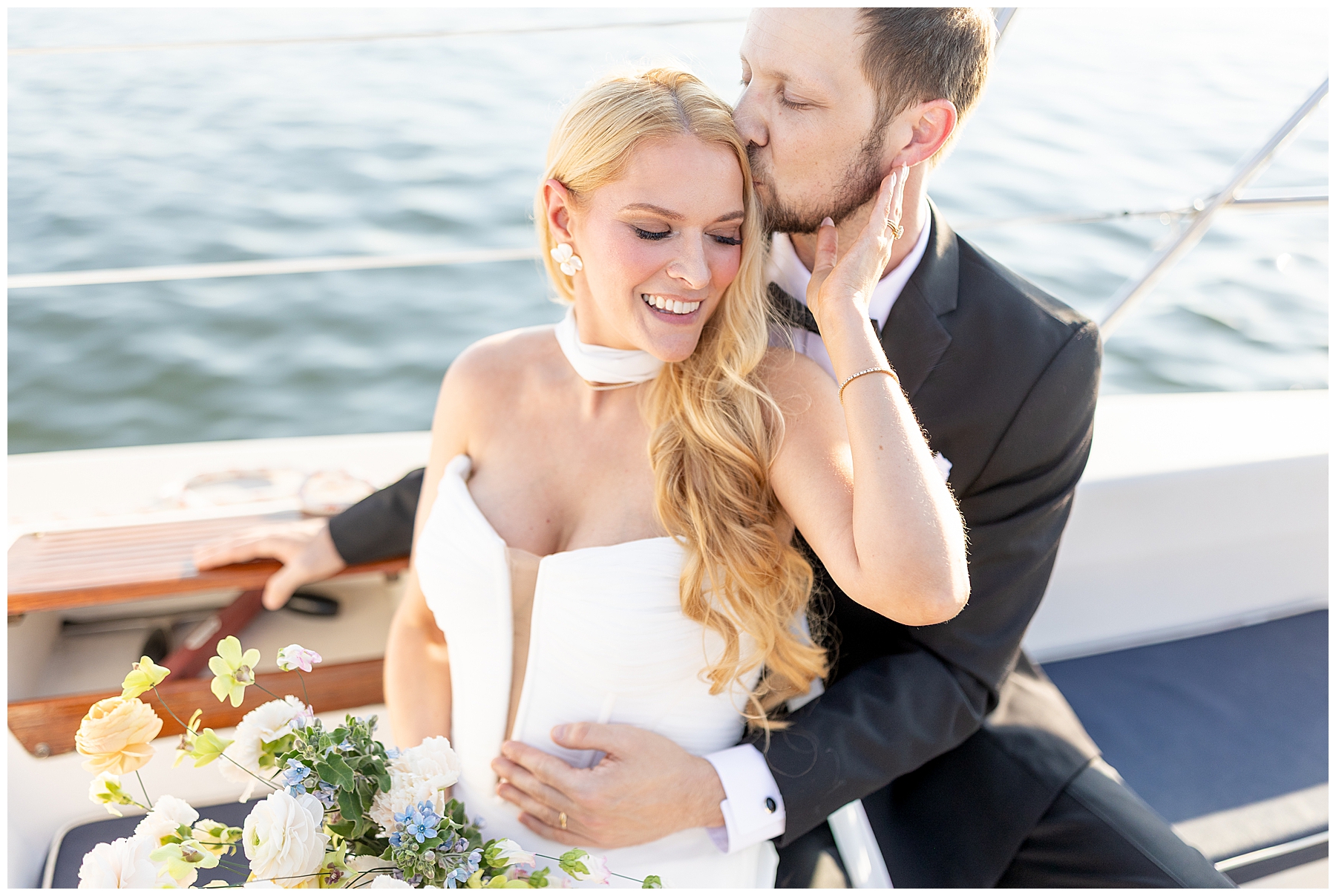 candid wedding photos at Charleston Harbor