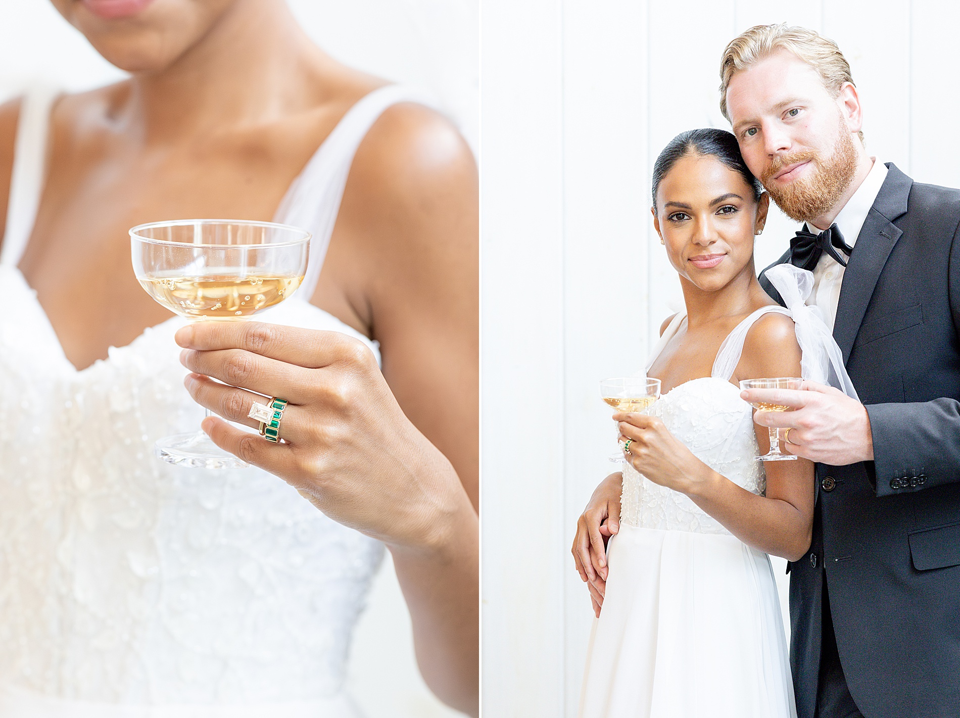 bride and groom sharing first drink as husband and wife 