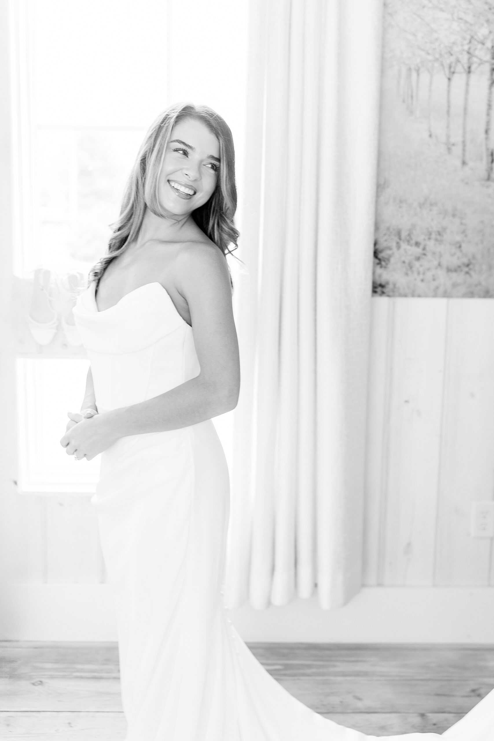bridal portraits inside bridal suite