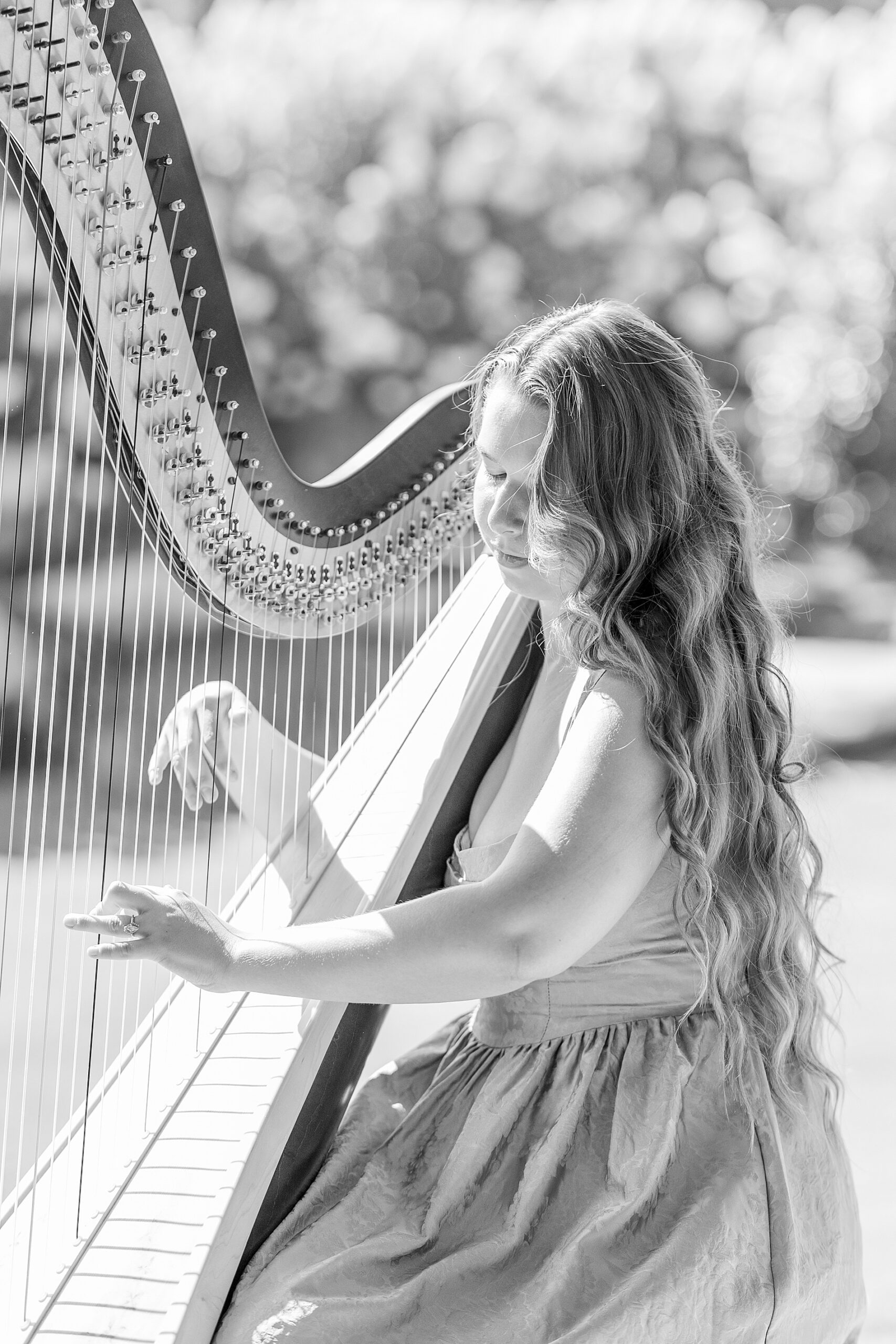 harpist playing at wedding ceremony
