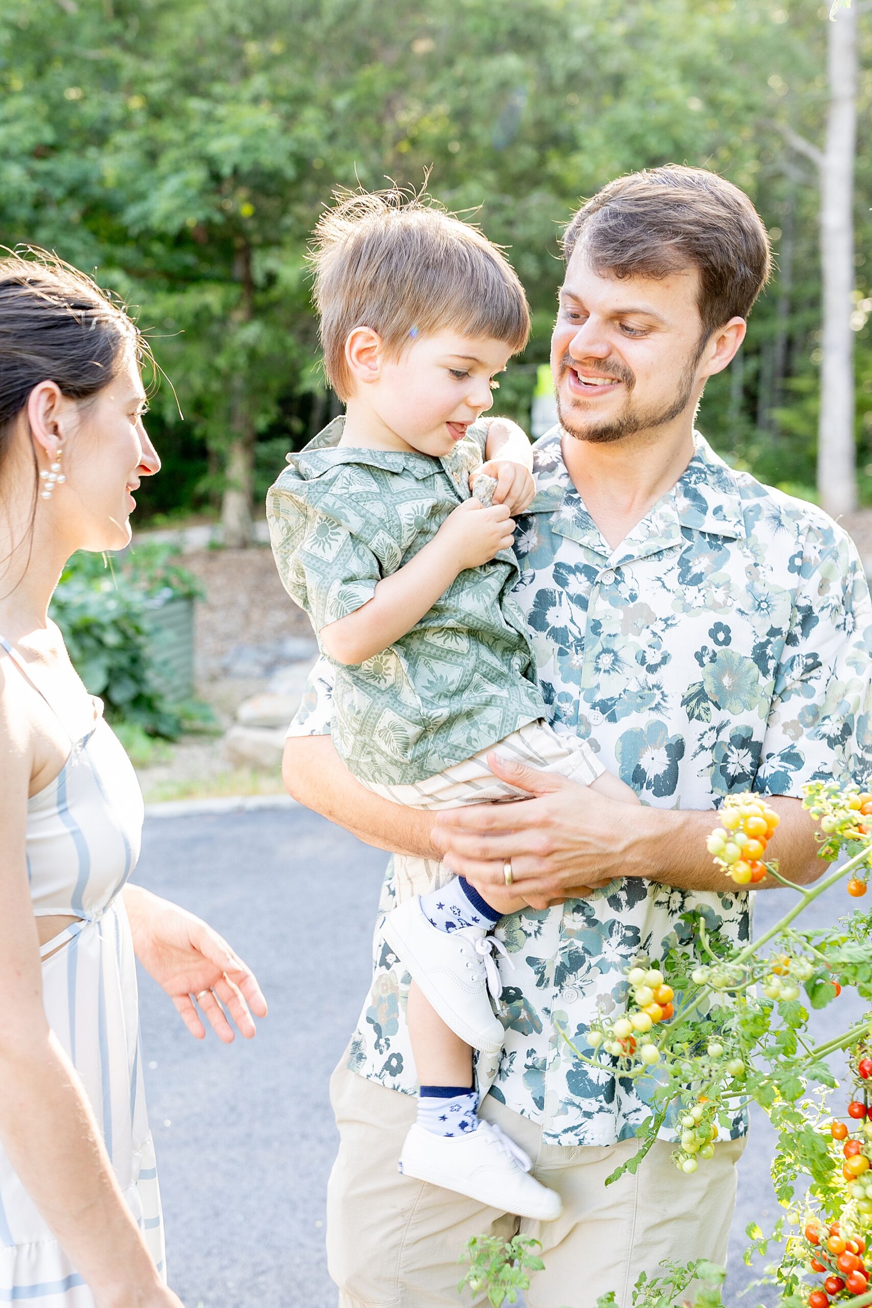 family in garden on property