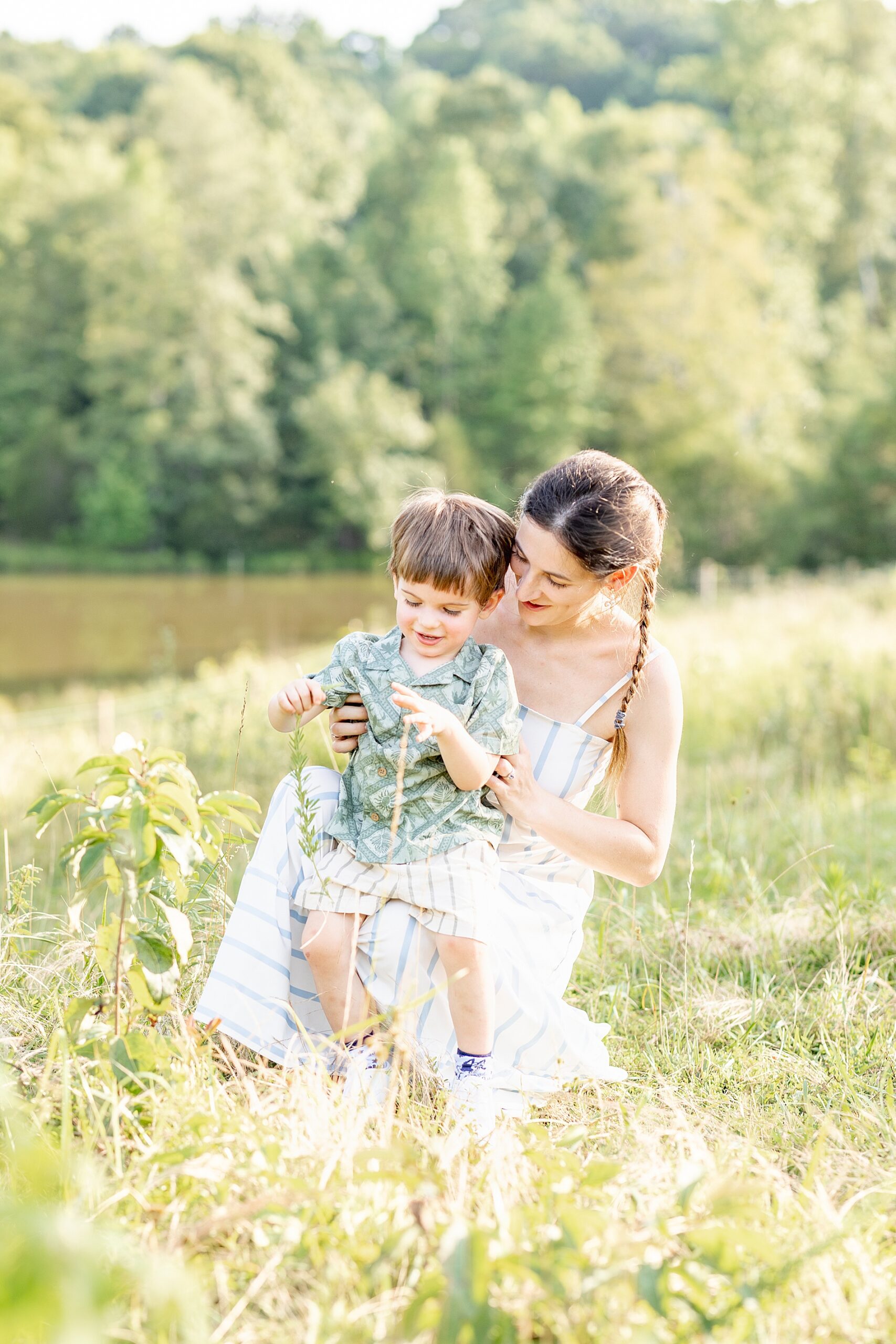 mom with her son on family property