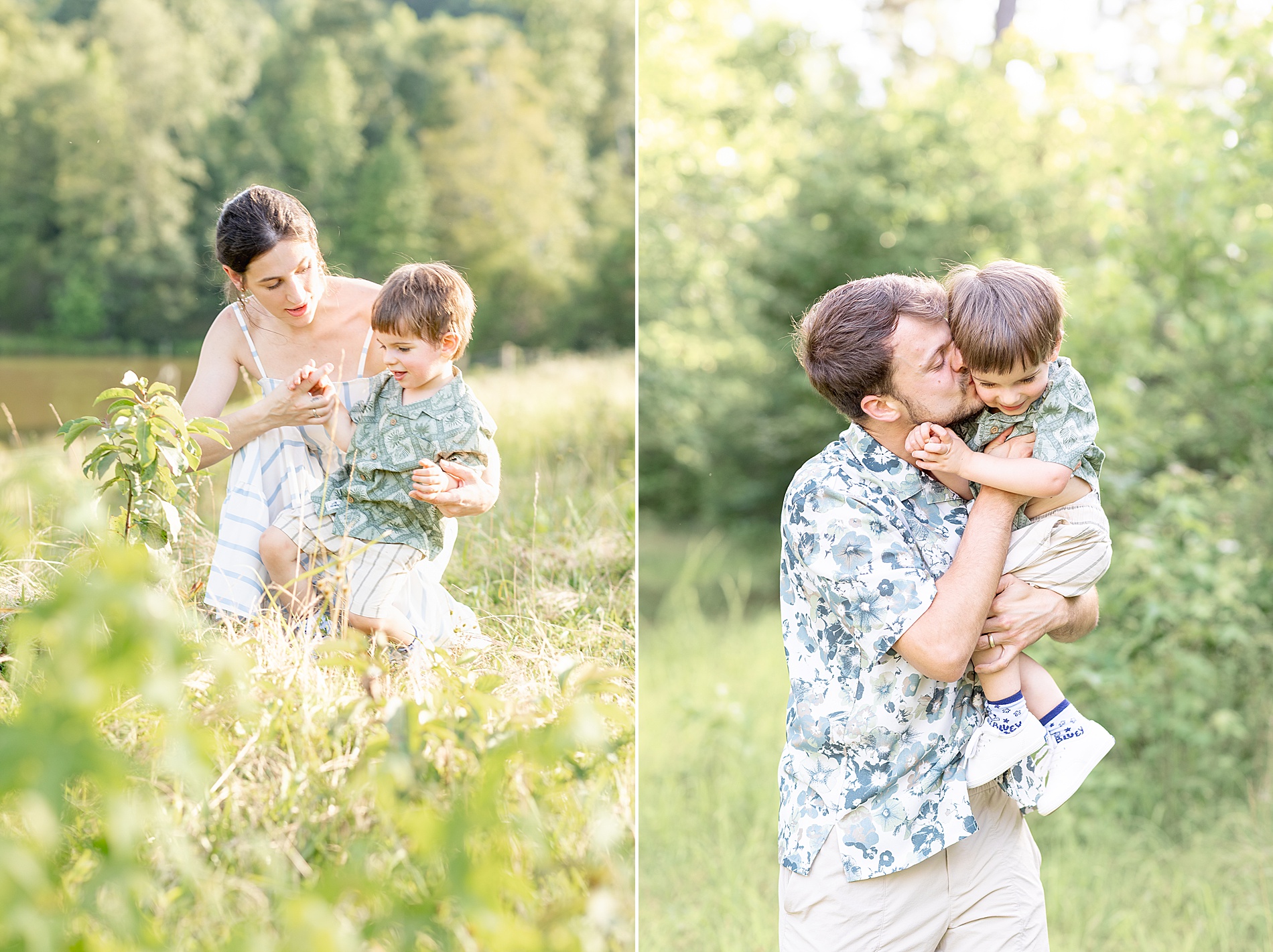 parents with their son on family property