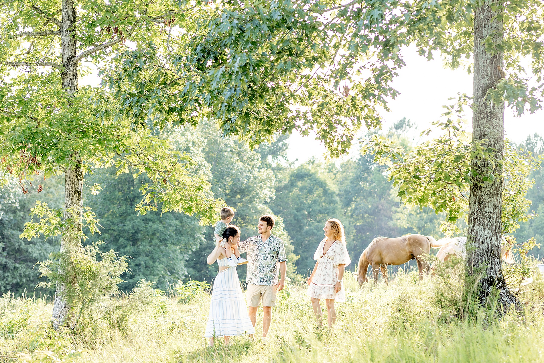 Greenville, SC Outdoor Lifestyle Session on land with horses
