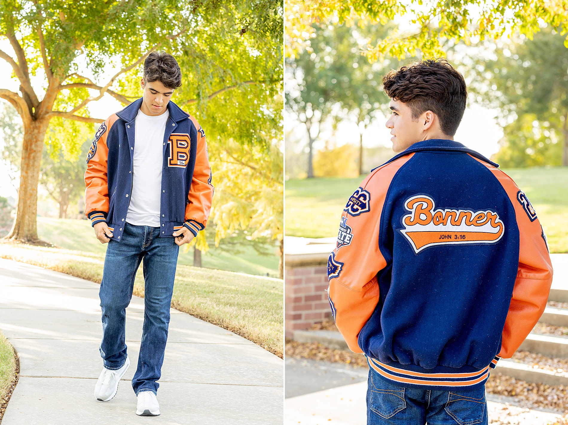 senior boy in lettermans jacket