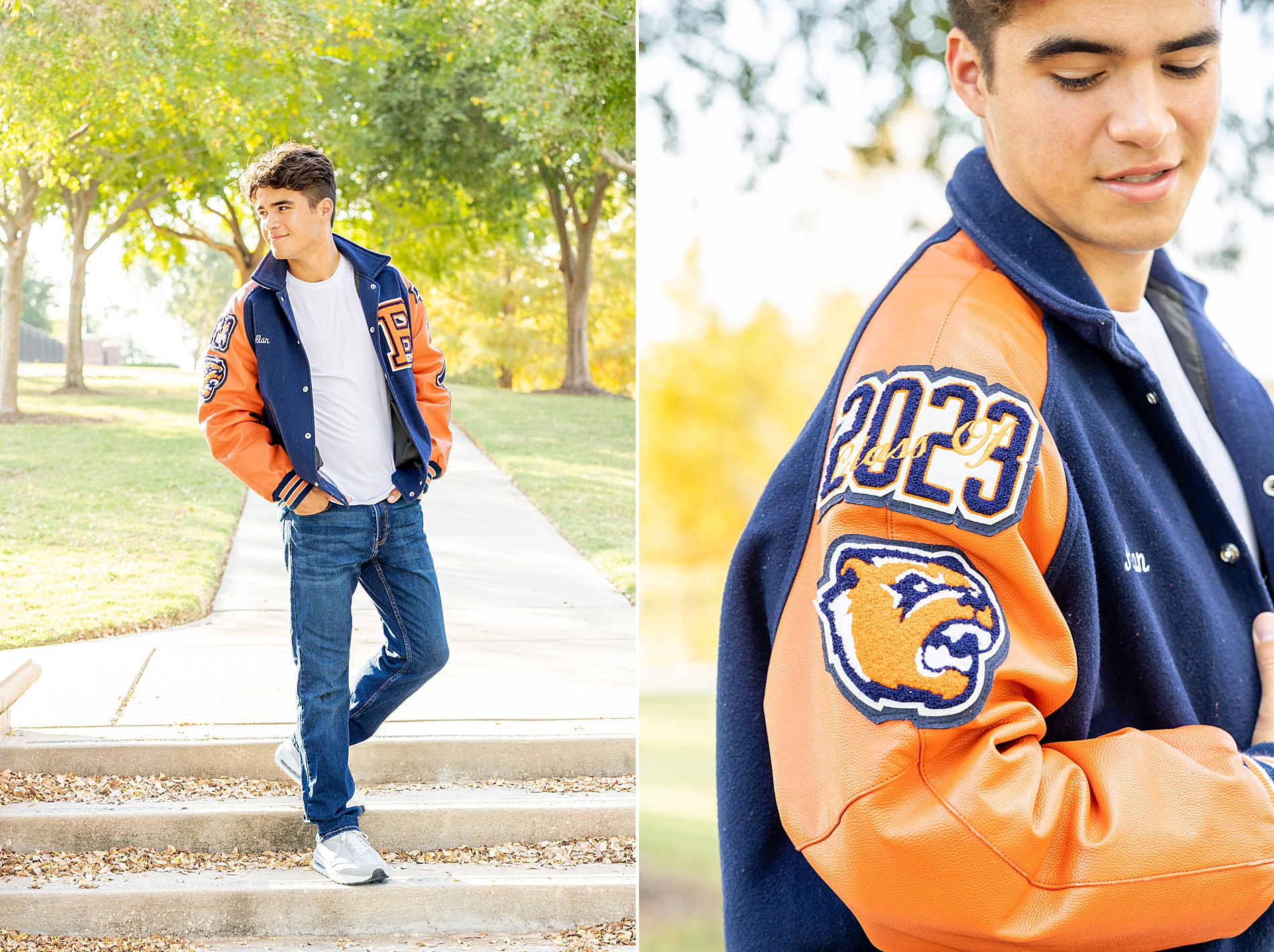 senior boy in lettermans jacket