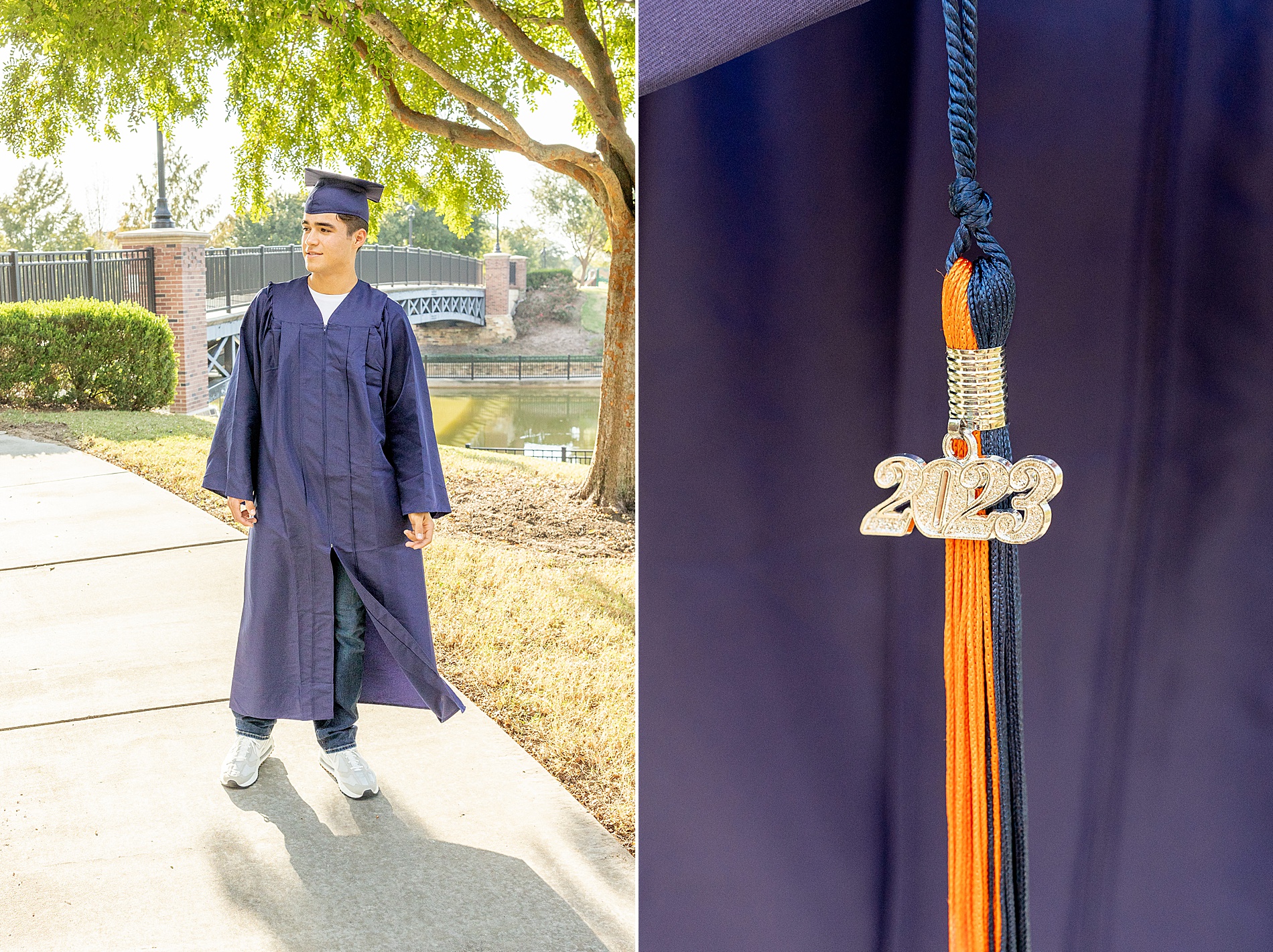 cap and gown portraits of senior boy