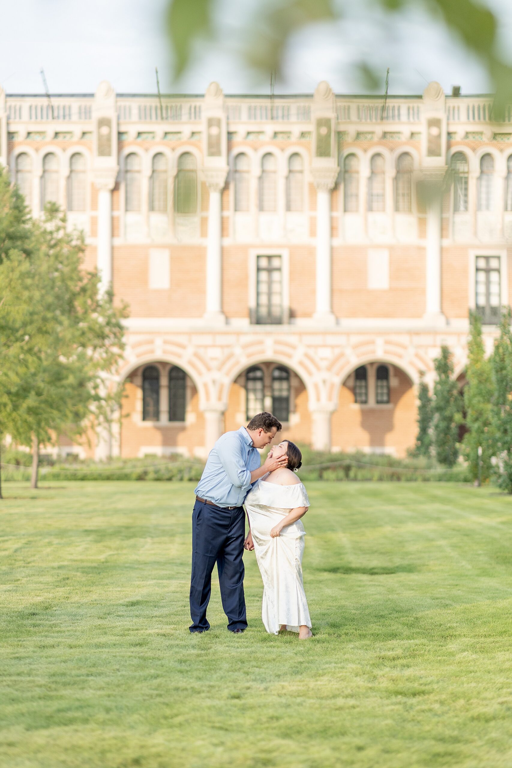 light and airy engagement photos at Rice University