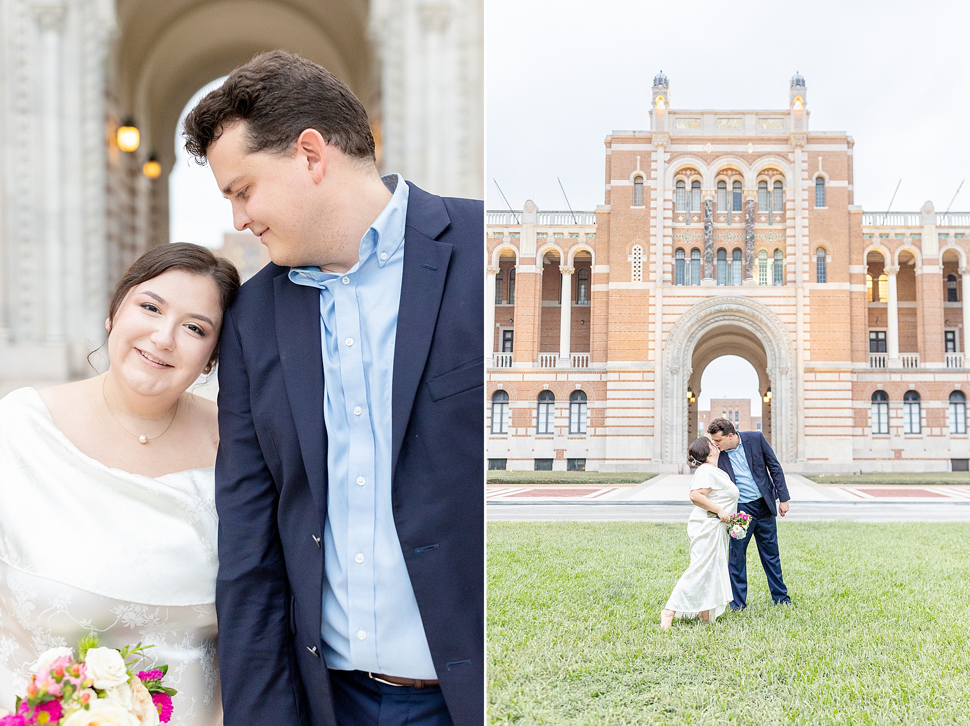 light and airy engagement photos at Rice University