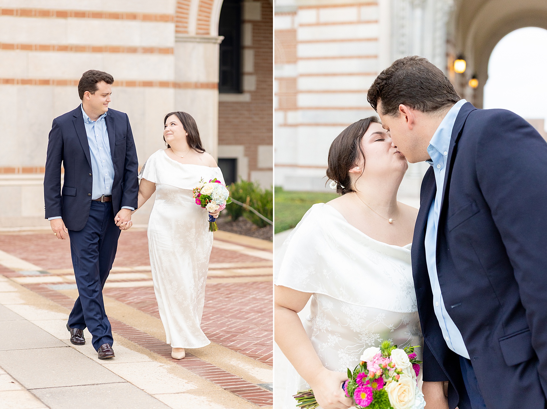 couple walk across property of Rice University