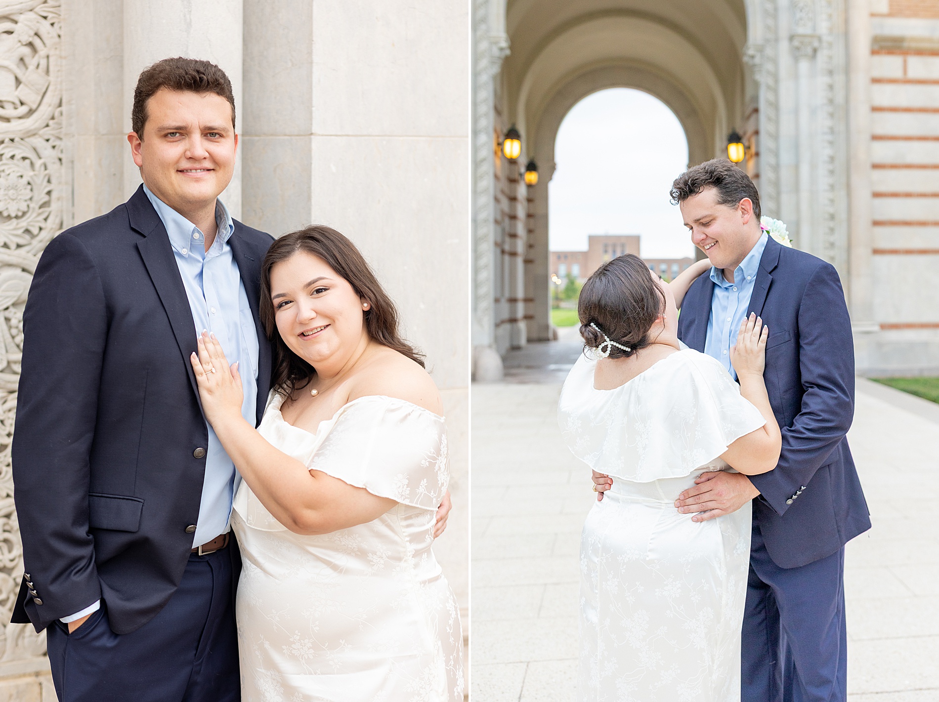 light and airy engagement photos at Rice University