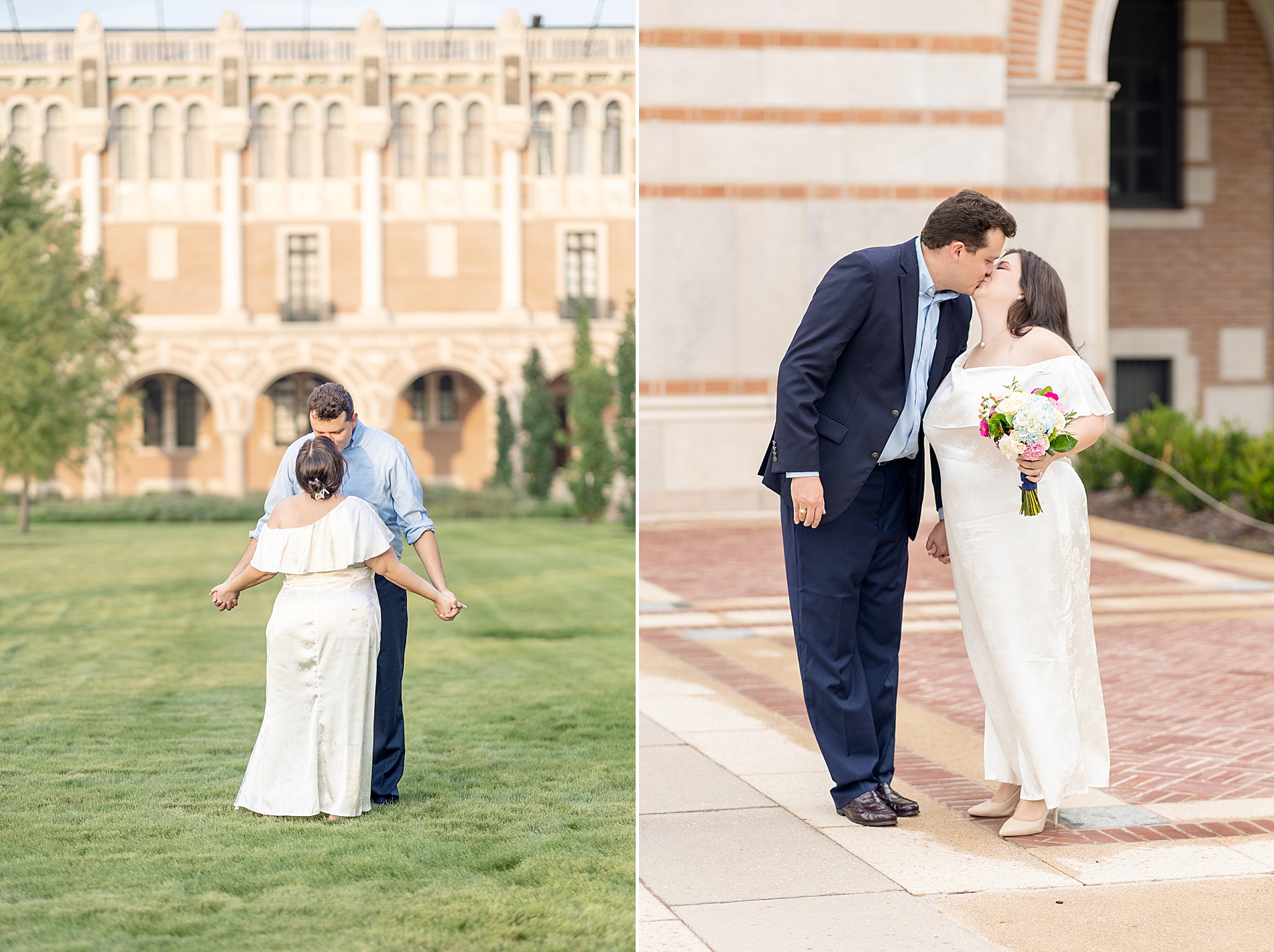 couple kiss during engagement session