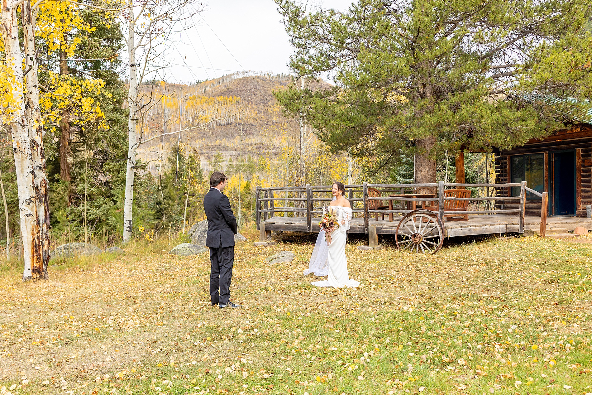 bride and groom first look