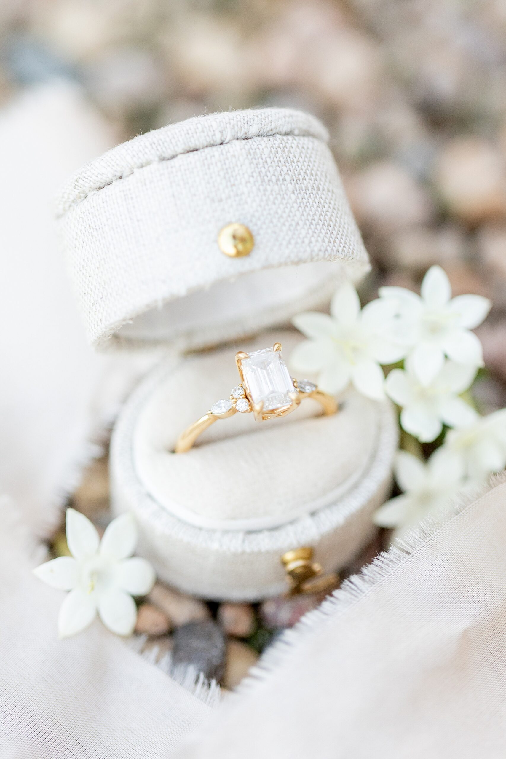 Engagement ring in white ring box