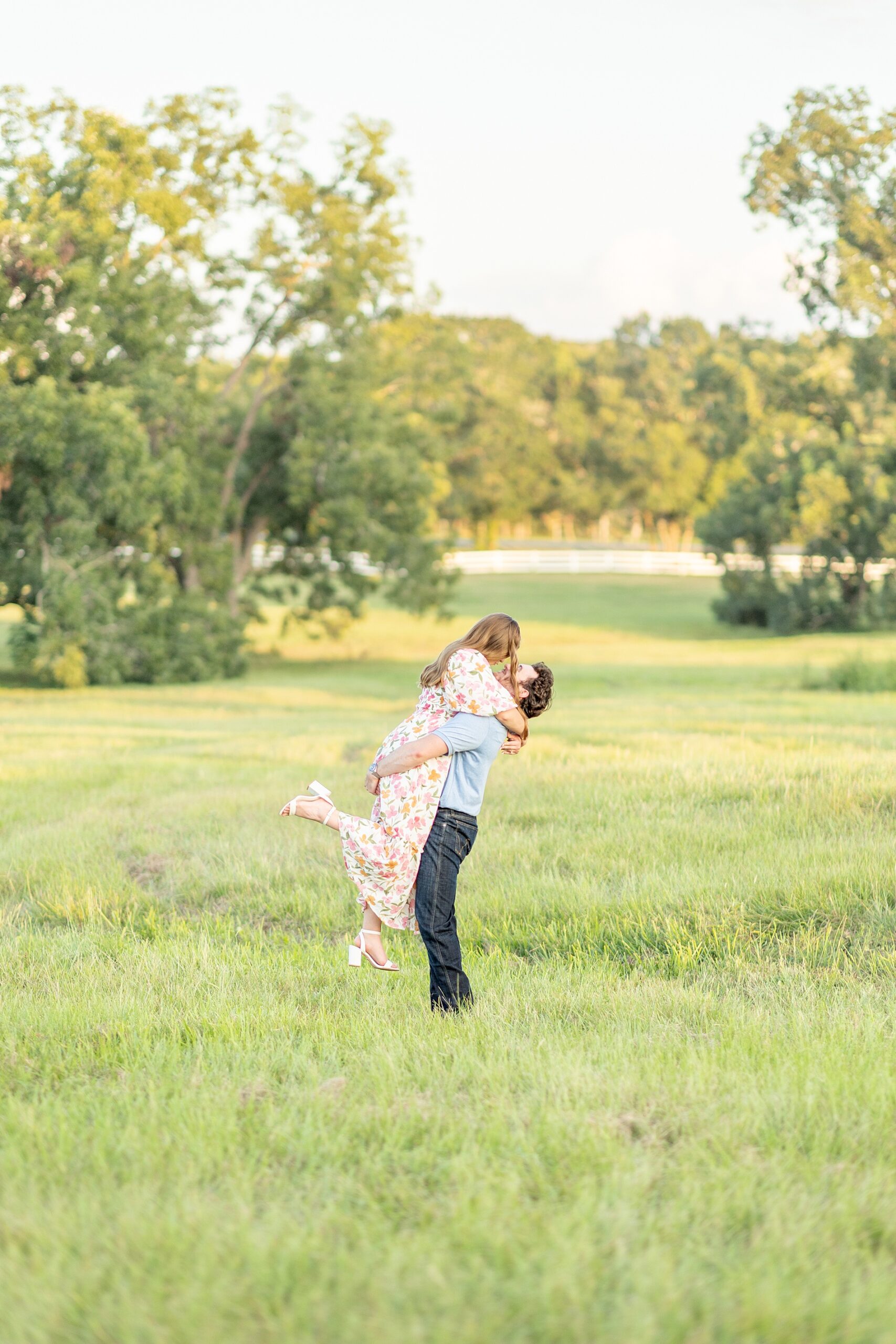 romantic engagement photos during golden hour